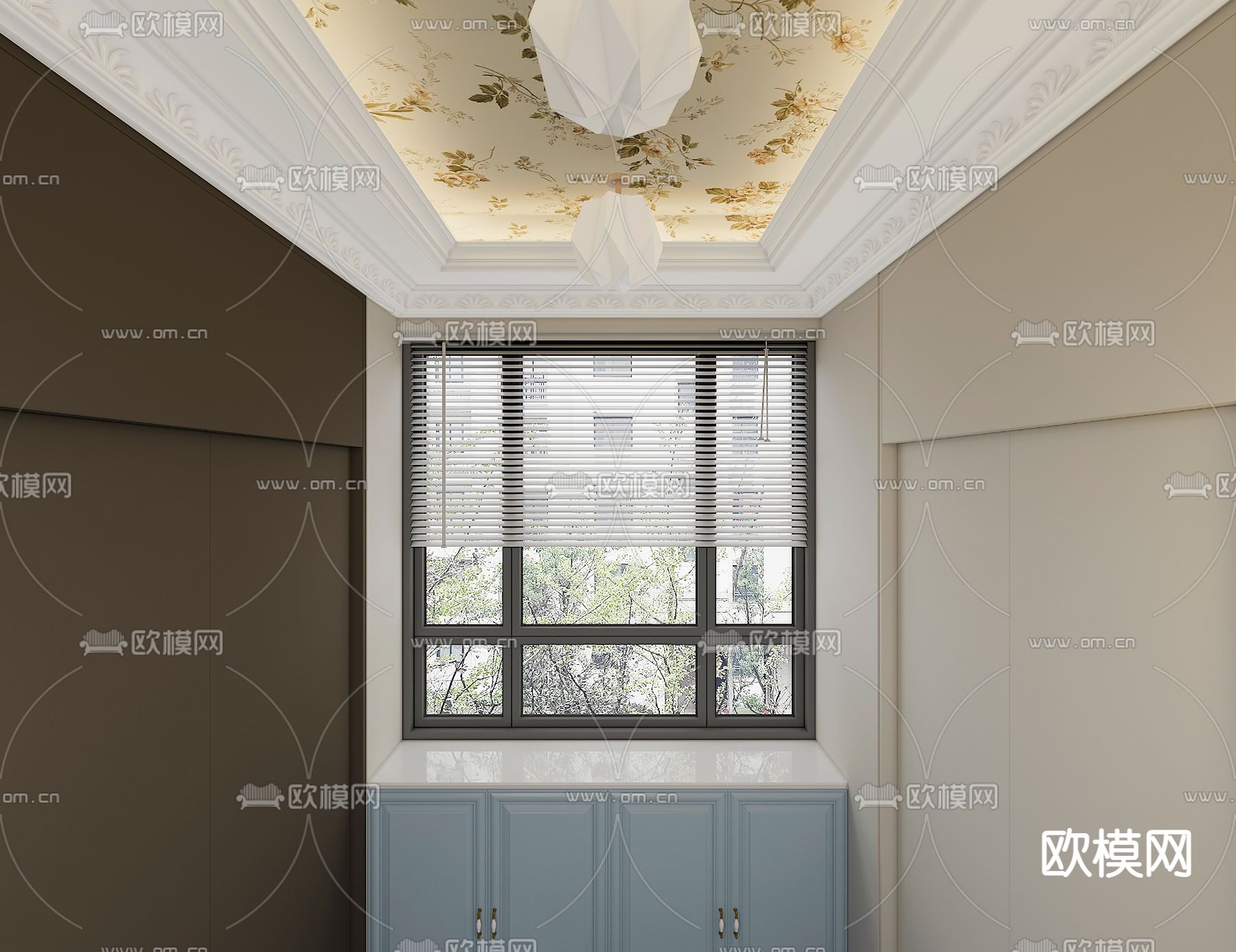 法式客厅餐厅免费3d模型下载（渲染图6）