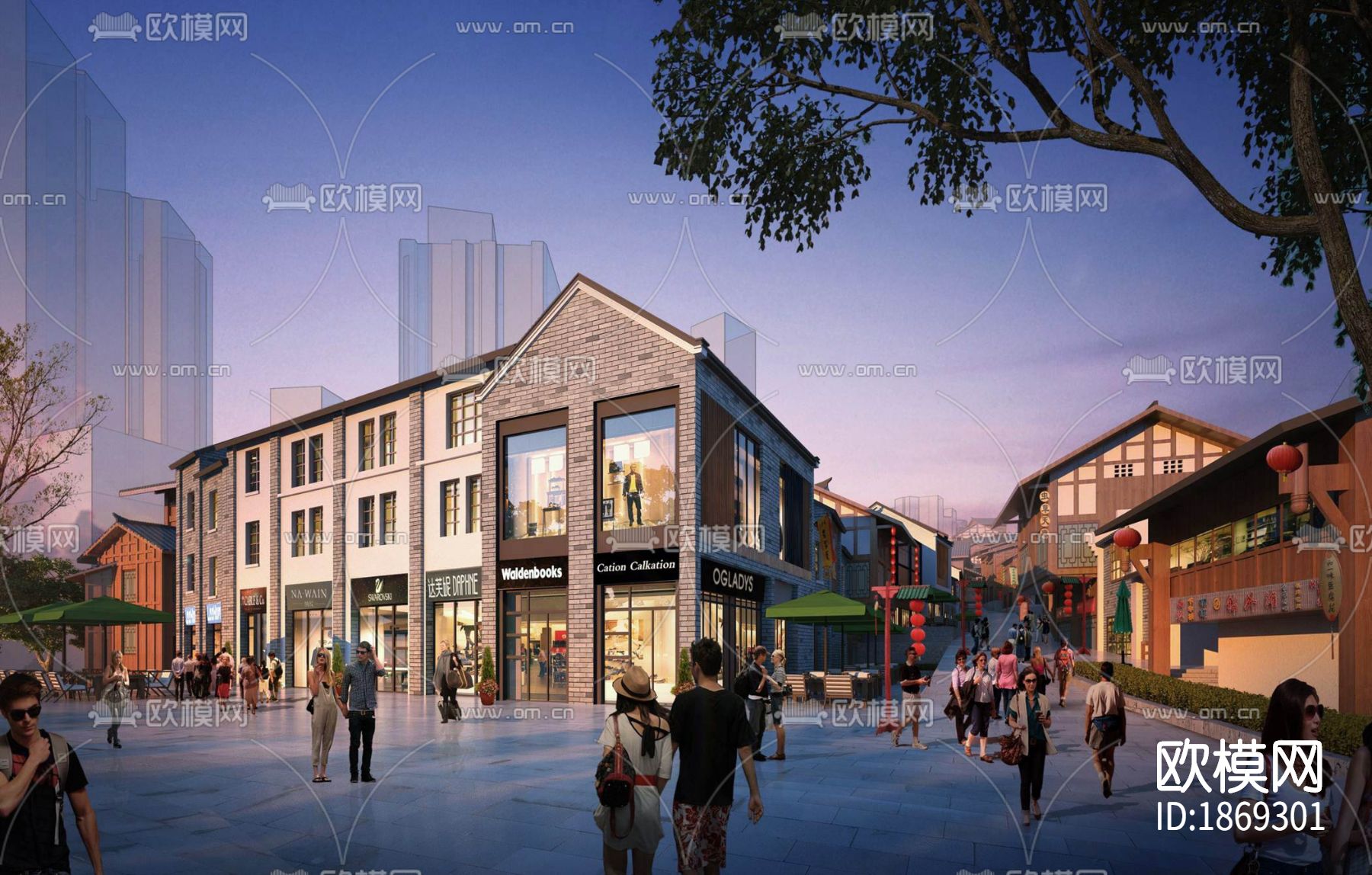 中式商业街cad施工图下载（渲染图6）