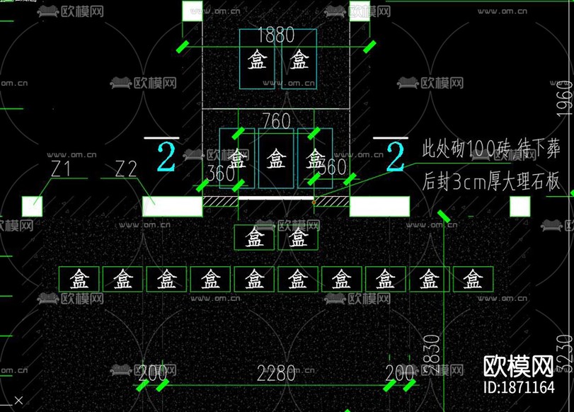 墓地建筑設(shè)計(jì)cad施工圖下載(渲染圖3)