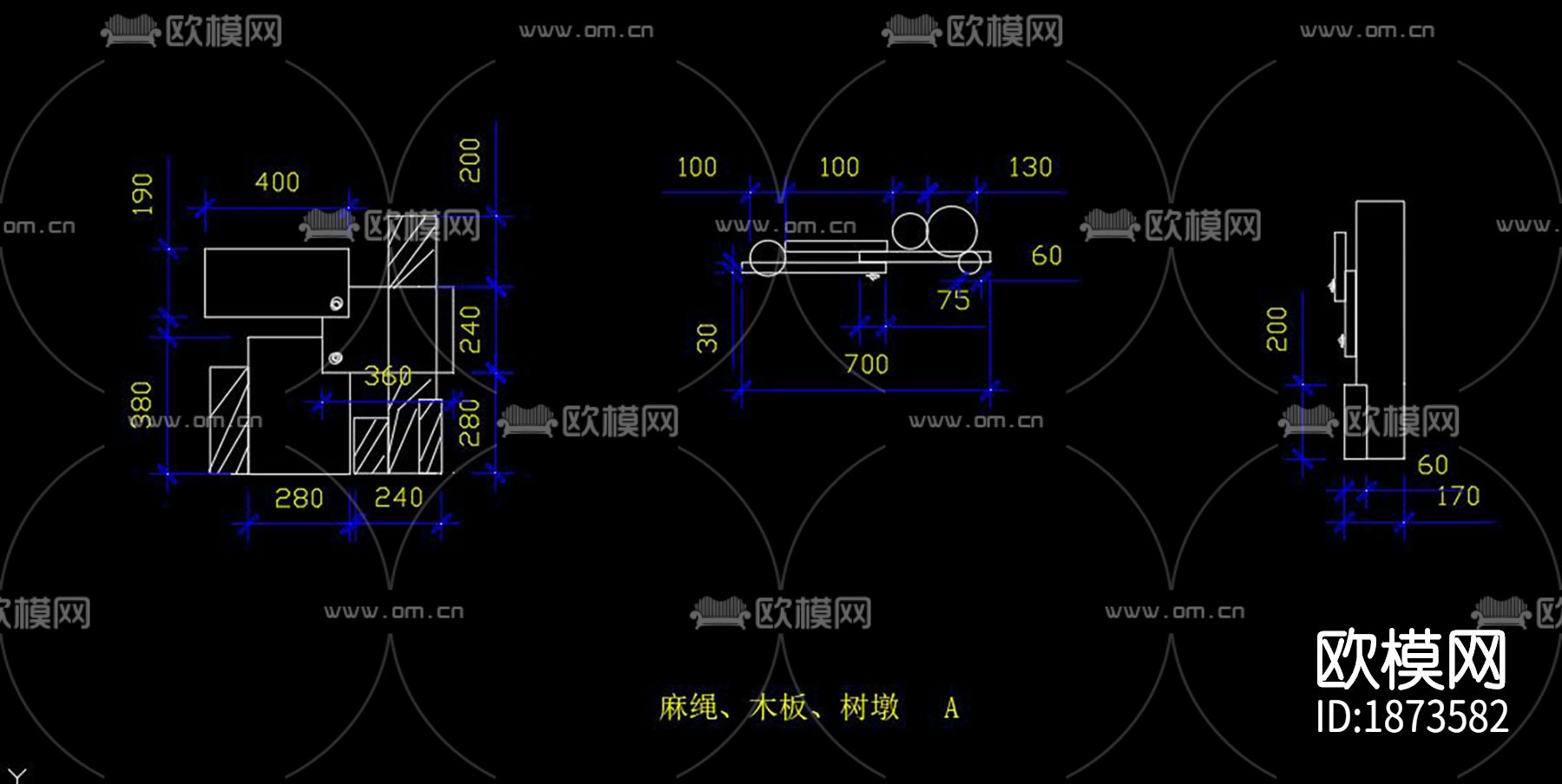 垃圾桶标识牌cad图库下载（渲染图7）