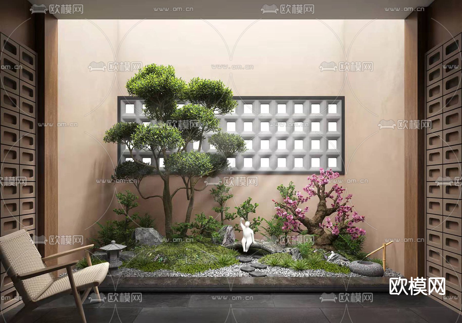 新中式造景小品3d模型