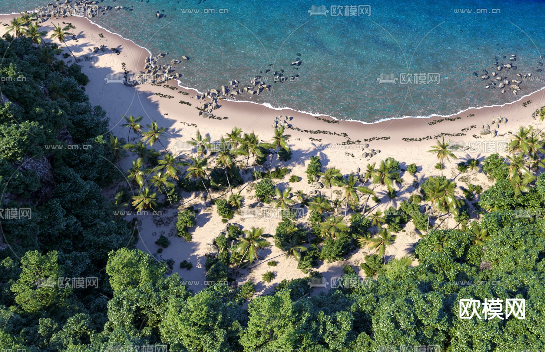 现代沙滩海滩景观3d模型