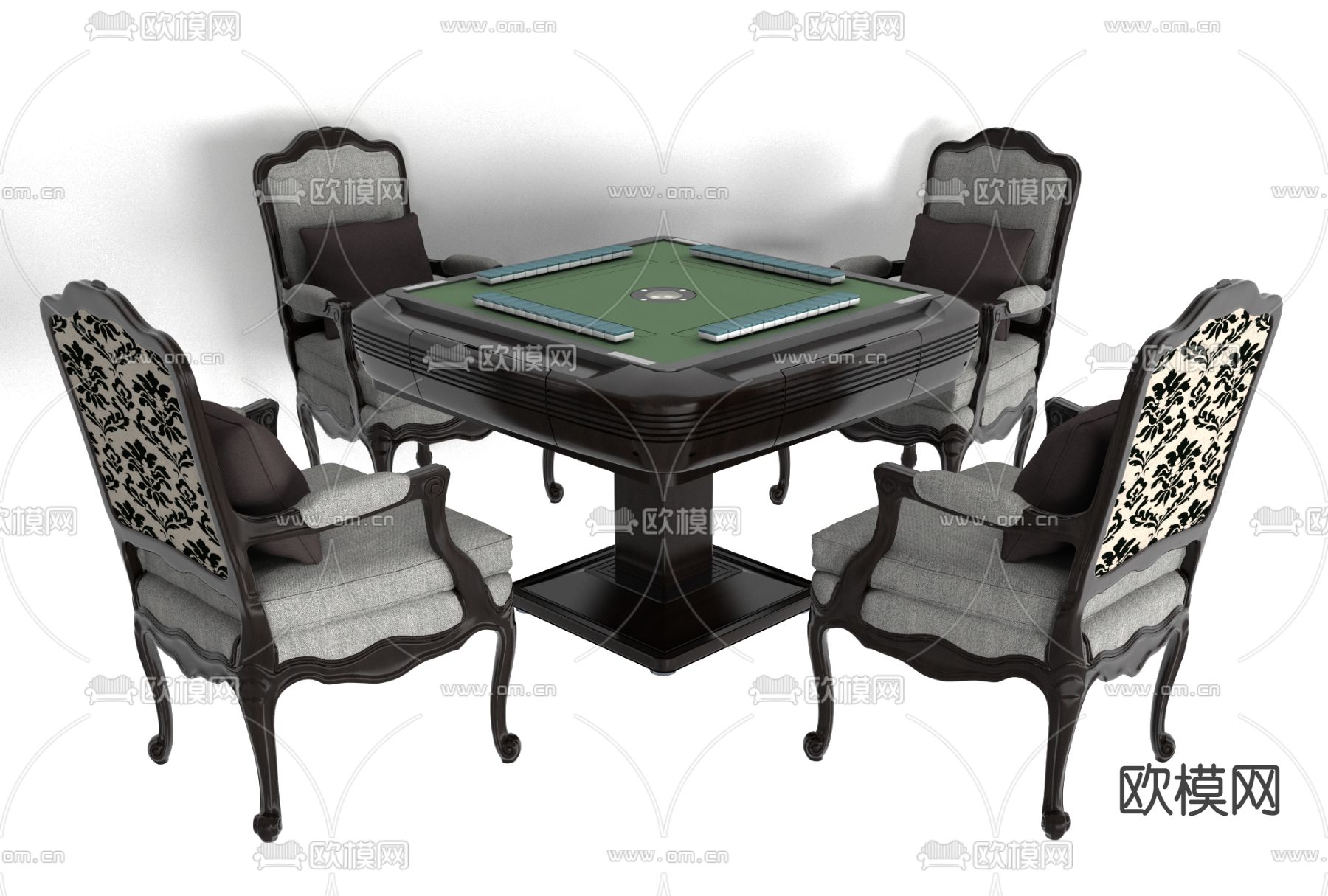 简欧麻将桌椅免费3d模型下载