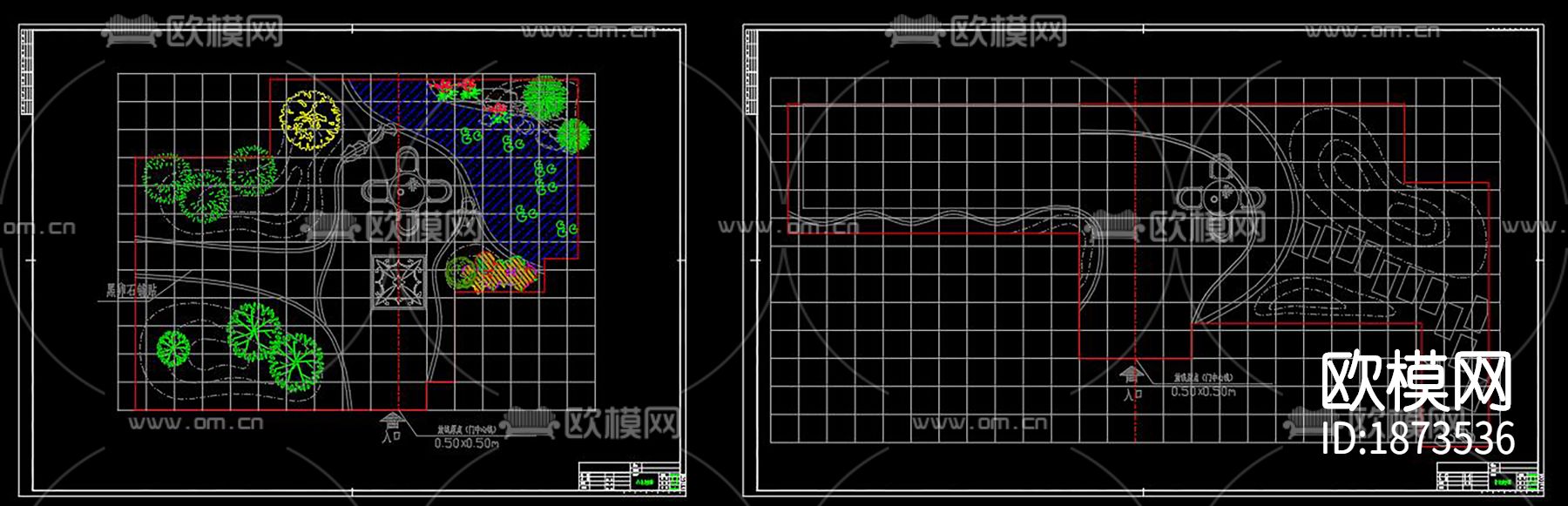 小区绿化规划cad施工图下载（渲染图2）