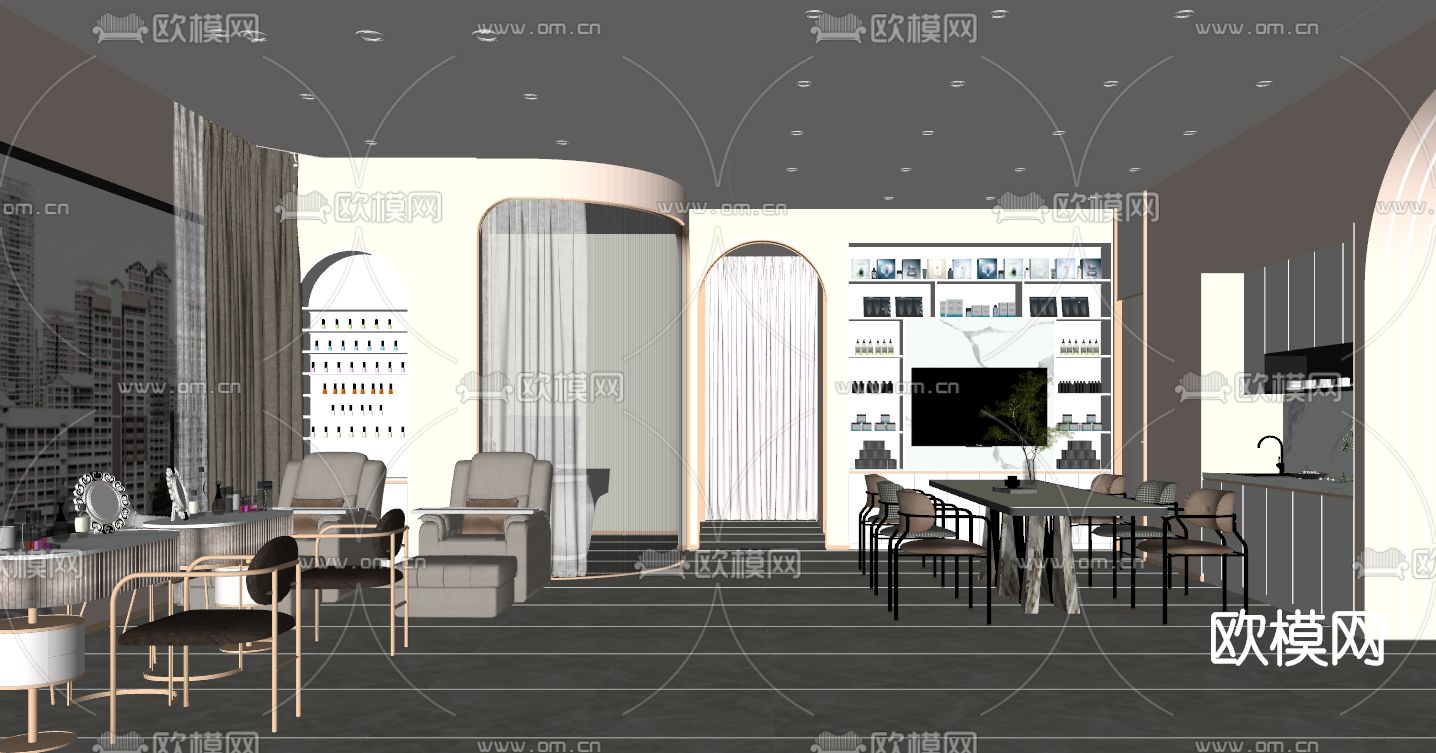 现代美妆店su模型