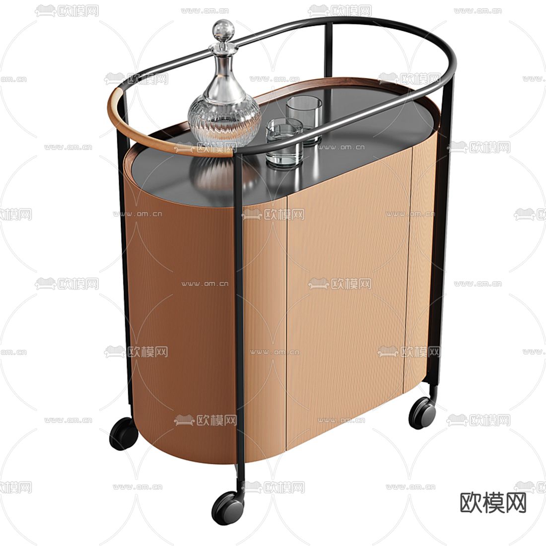 现代推餐车3d模型