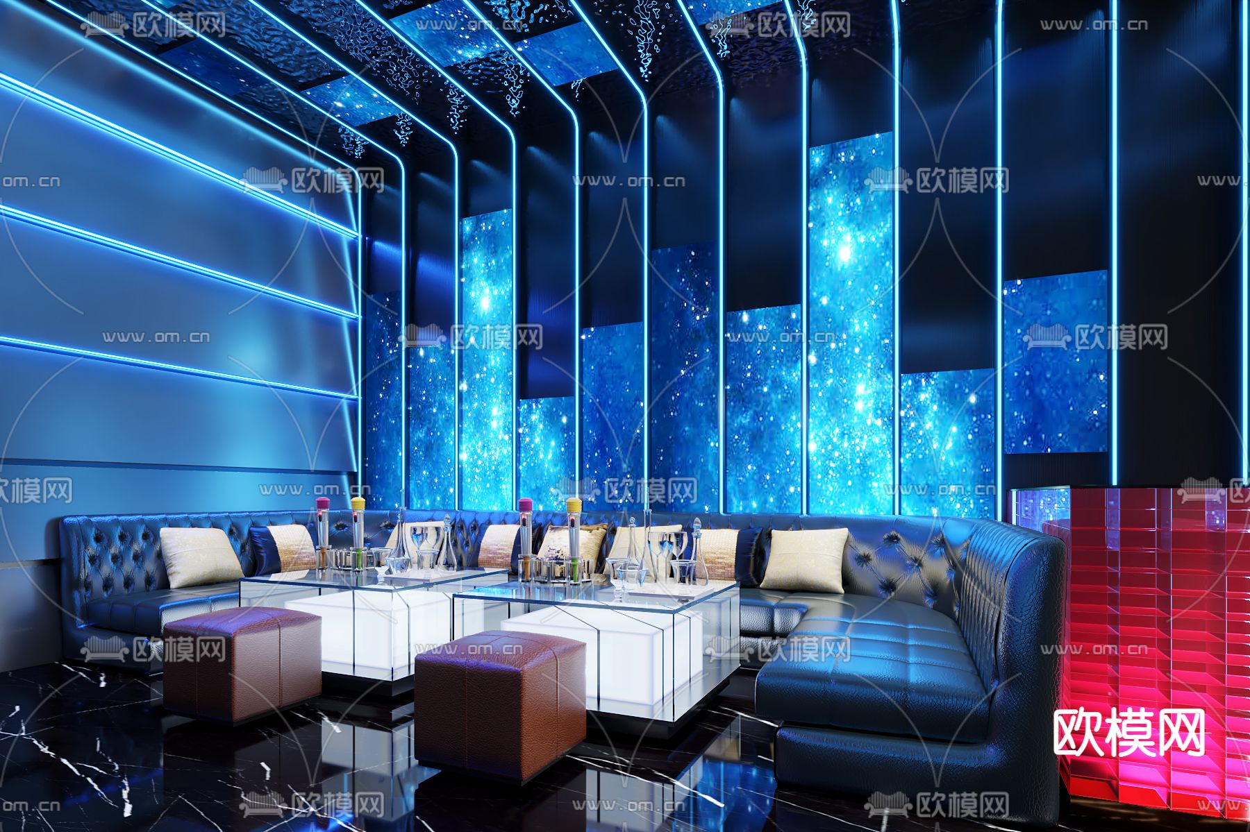 现代KTV包房3d模型下载（渲染图1）