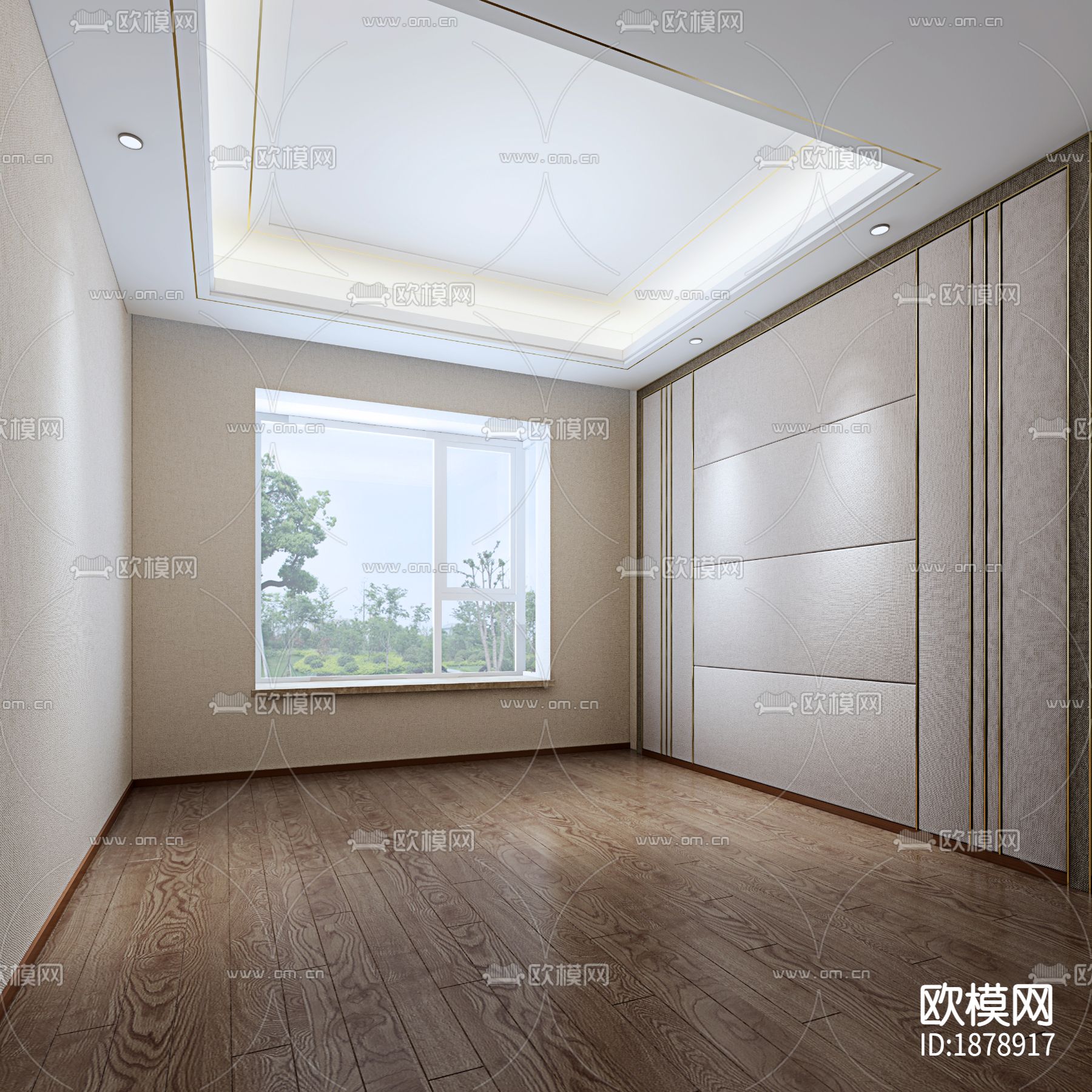 142㎡三居家装样板房cad施工图下载（渲染图8）