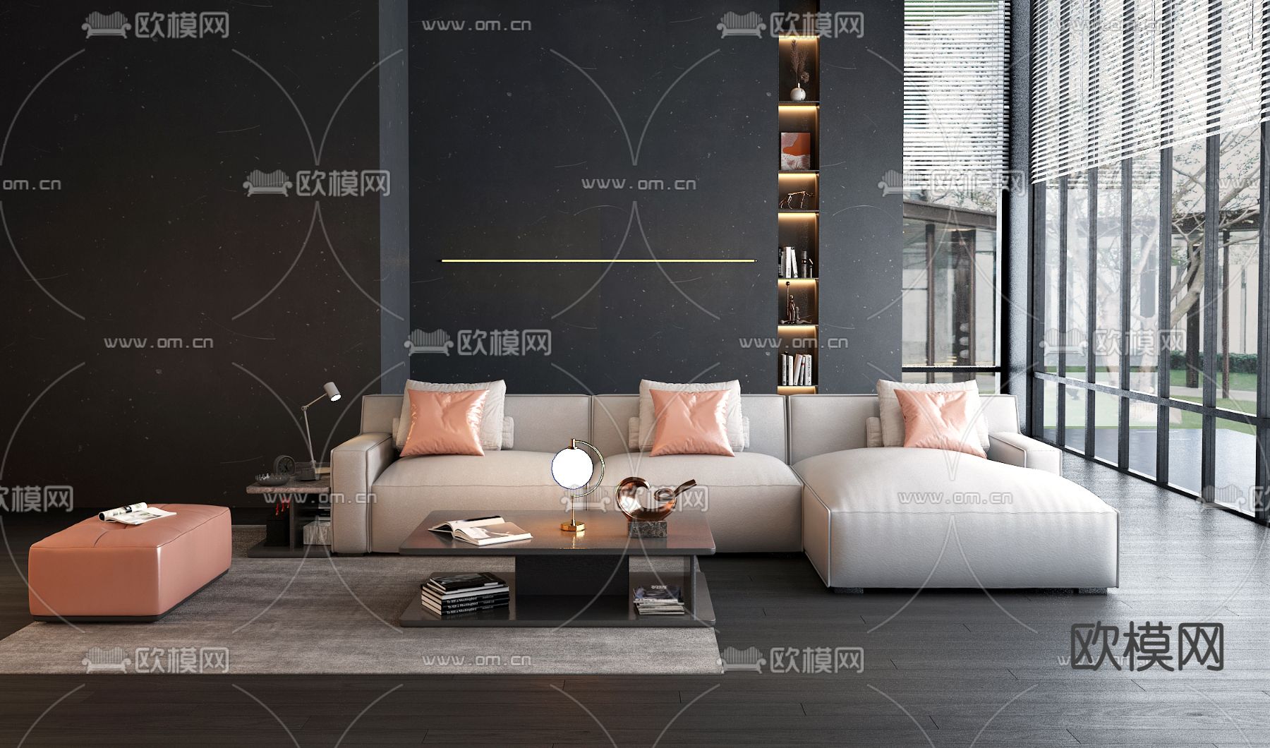 现代转角组合沙发3d模型