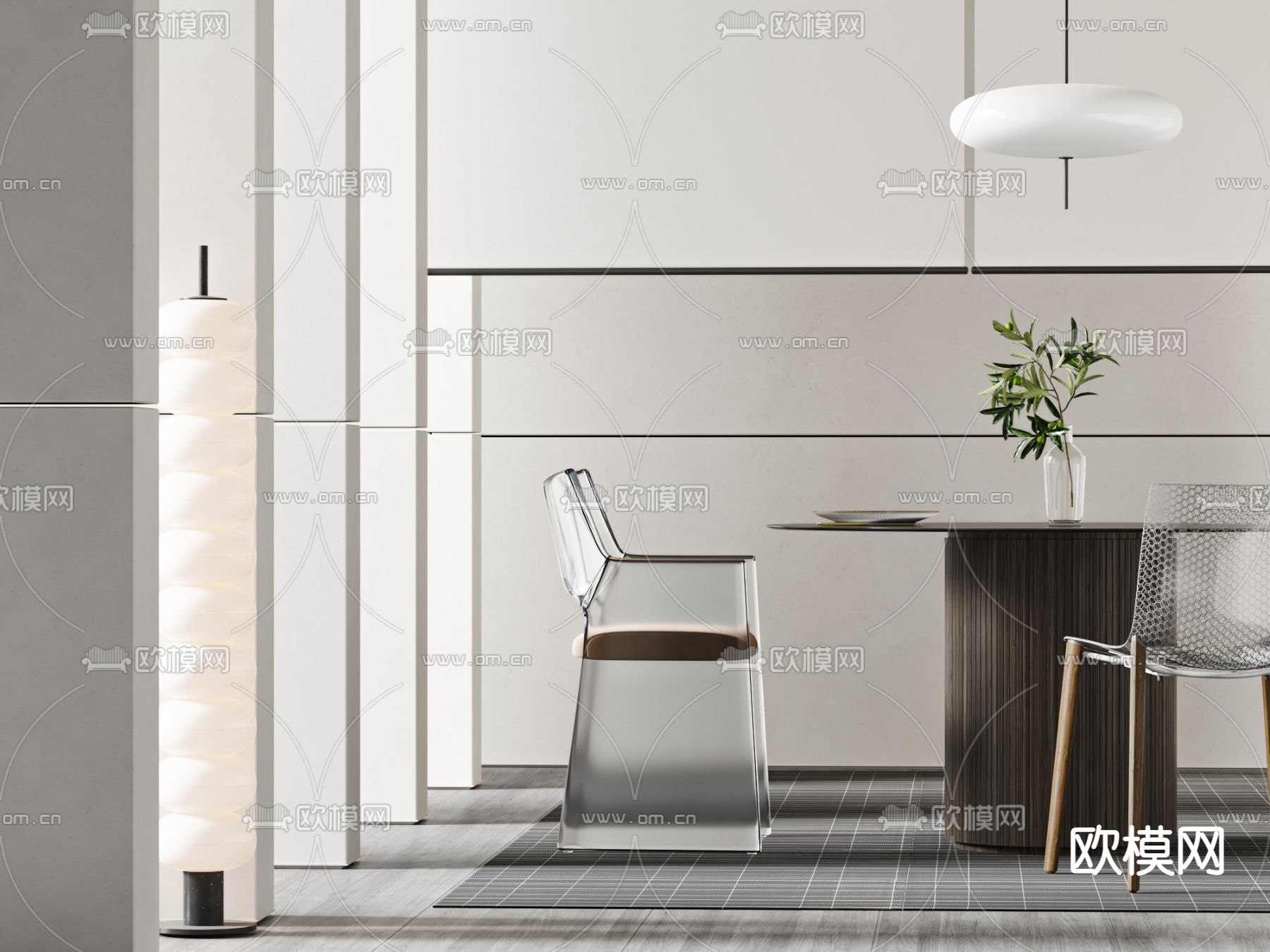 现代实木休闲桌椅3d模型下载（渲染图2）