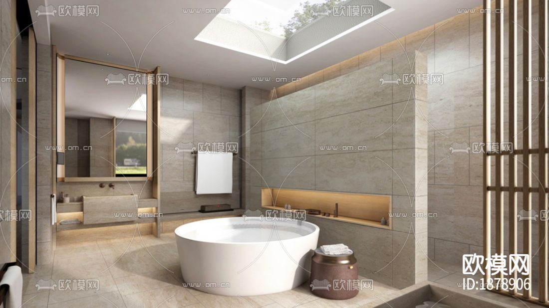 96㎡二居叠拼别墅cad施工图下载（渲染图2）