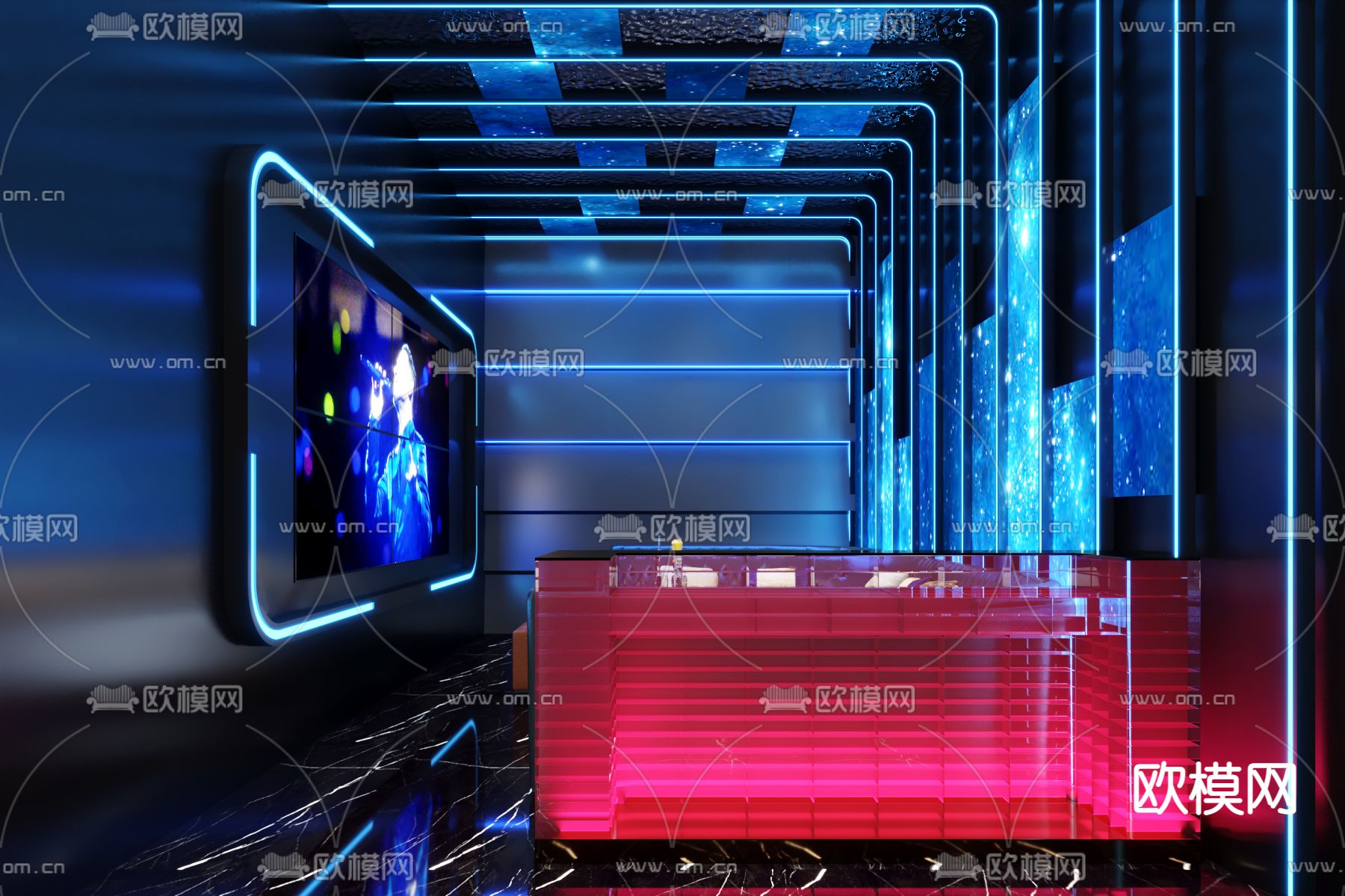 现代KTV包房3d模型下载（渲染图2）