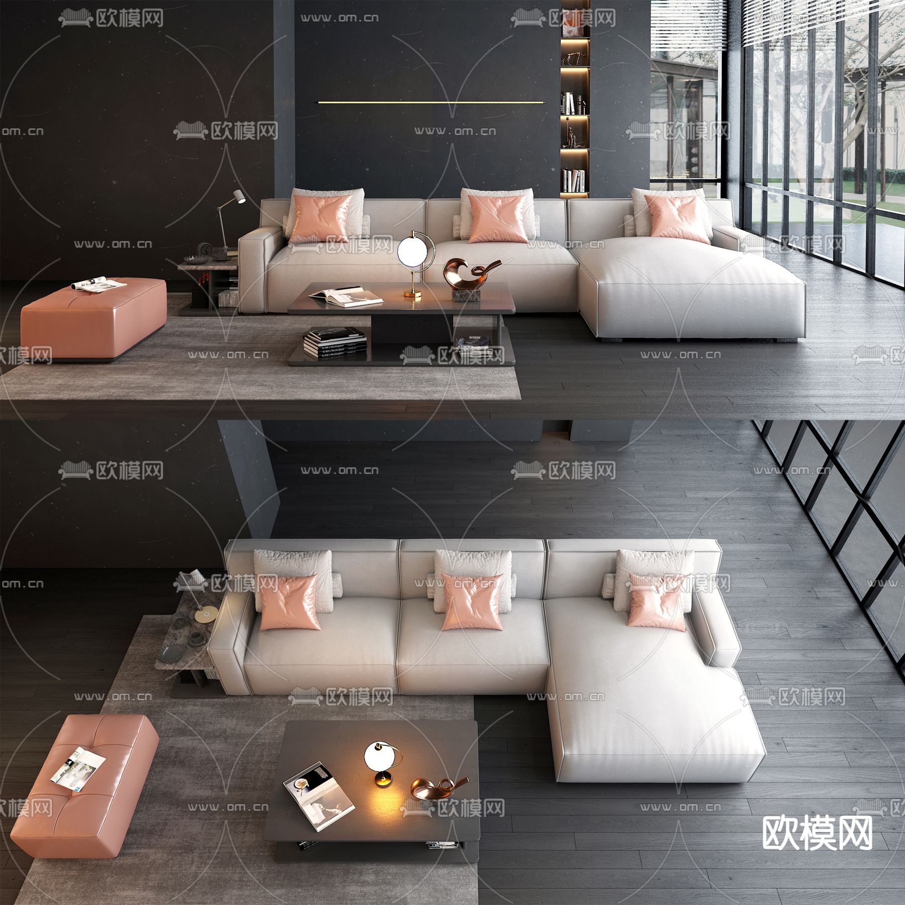 现代转角组合沙发3d模型