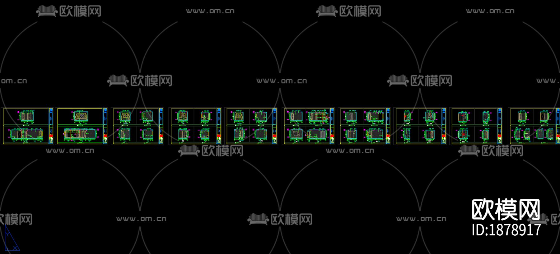 142㎡三居家装样板房cad施工图下载（渲染图4）