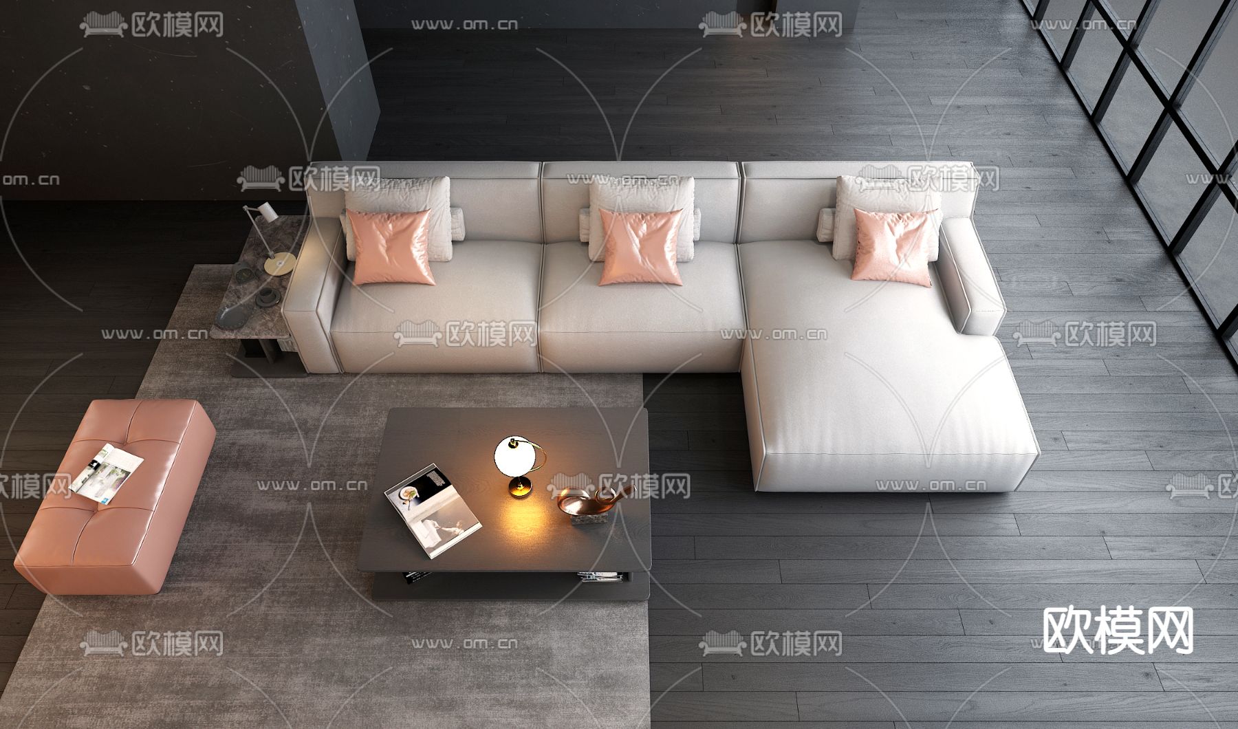 现代转角组合沙发3d模型