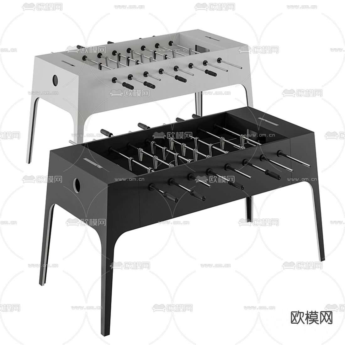 现代桌面足球游戏桌3d模型