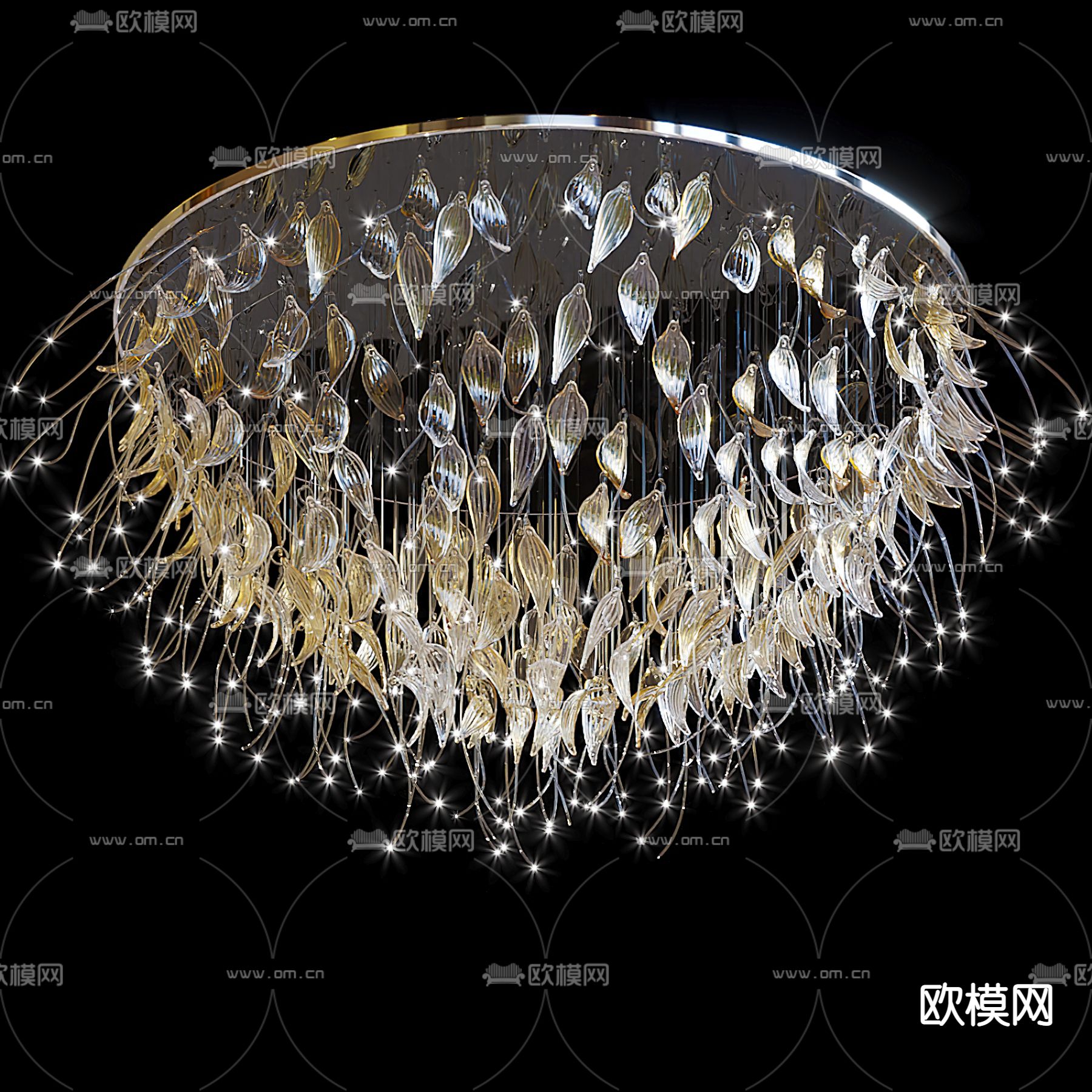 现代水晶装饰吊灯3d模型下载（渲染图1）