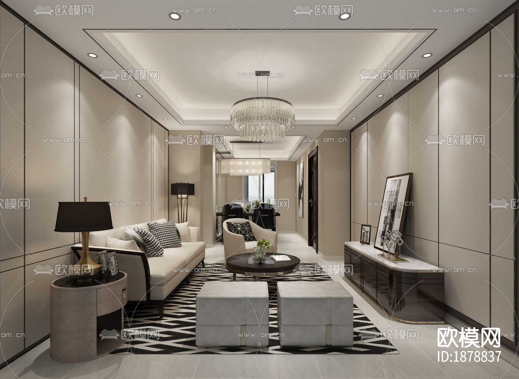 家装住宅cad施工图下载（渲染图6）