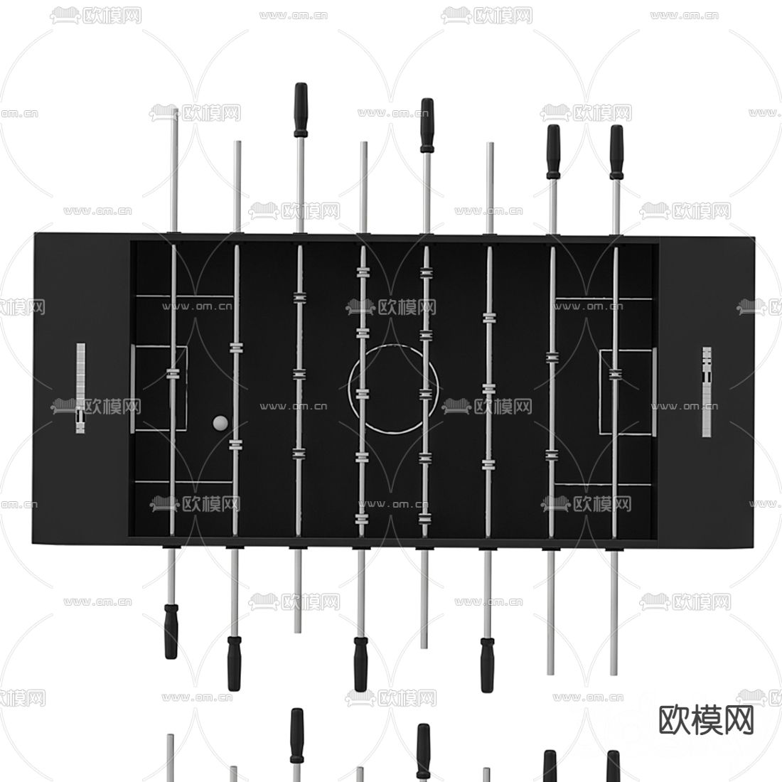 现代桌面足球游戏桌3d模型