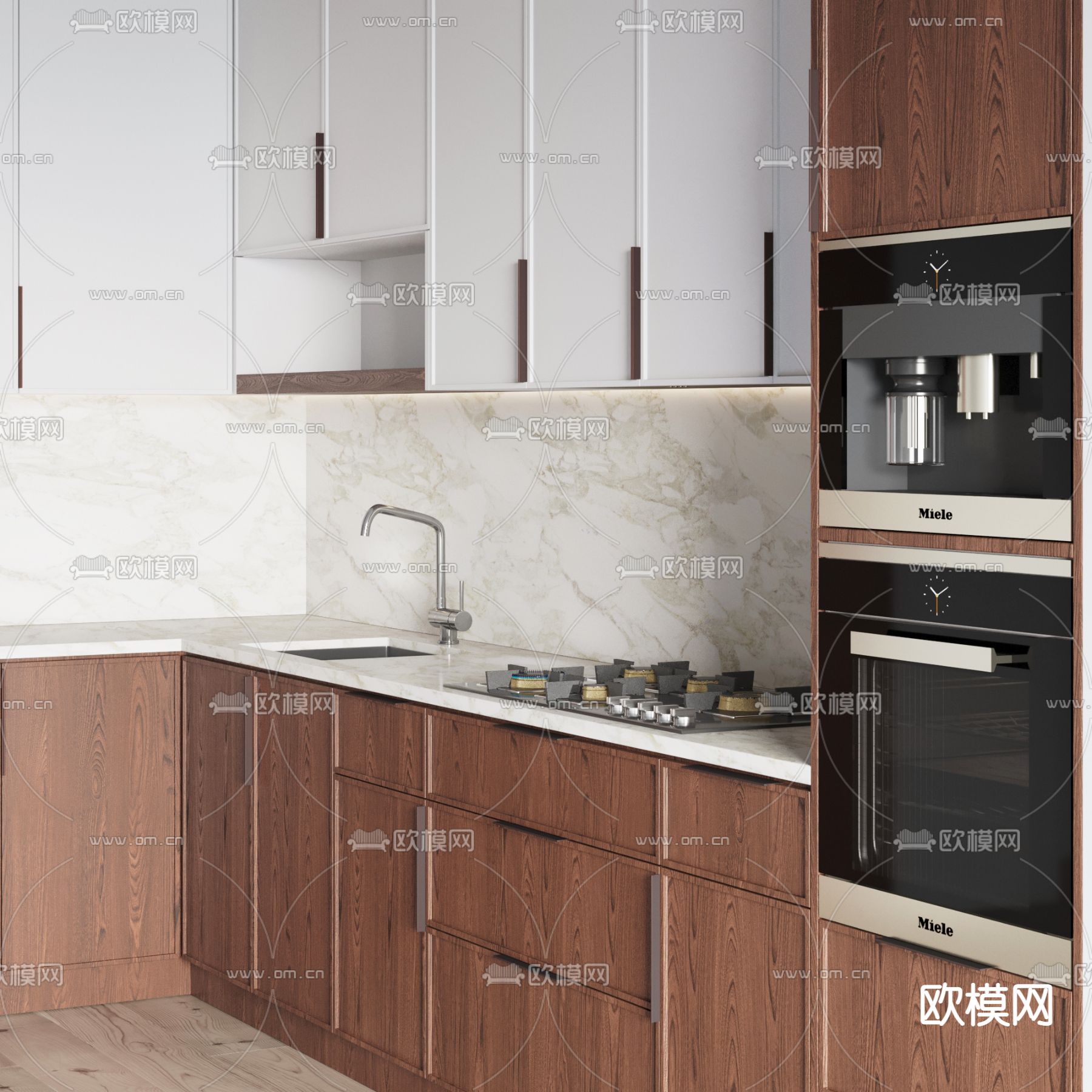 现代实木橱柜3d模型下载（渲染图4）