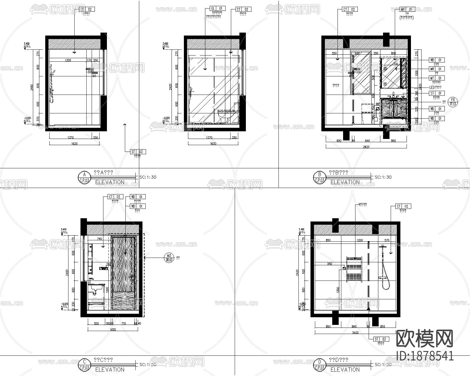 家居住宅cad施工图下载（渲染图2）