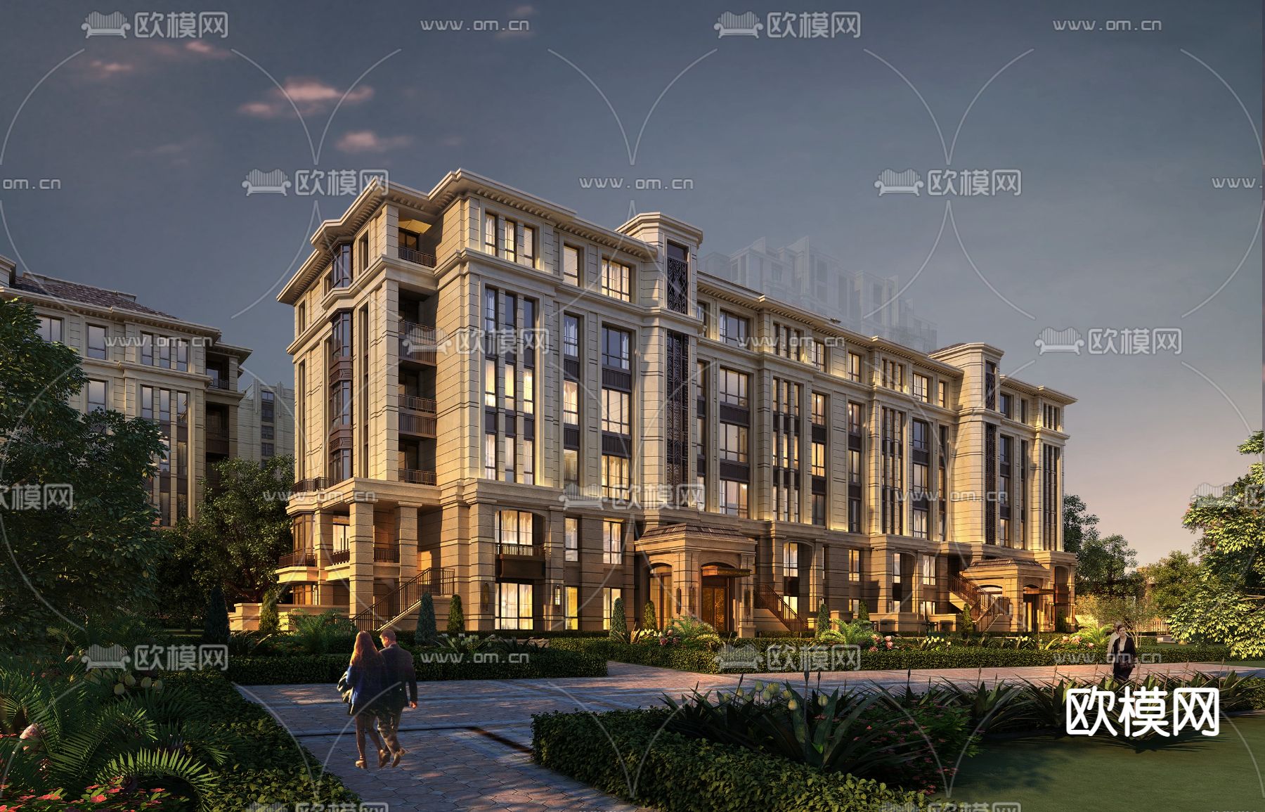 新古典多层住宅洋房外观3d模型下载