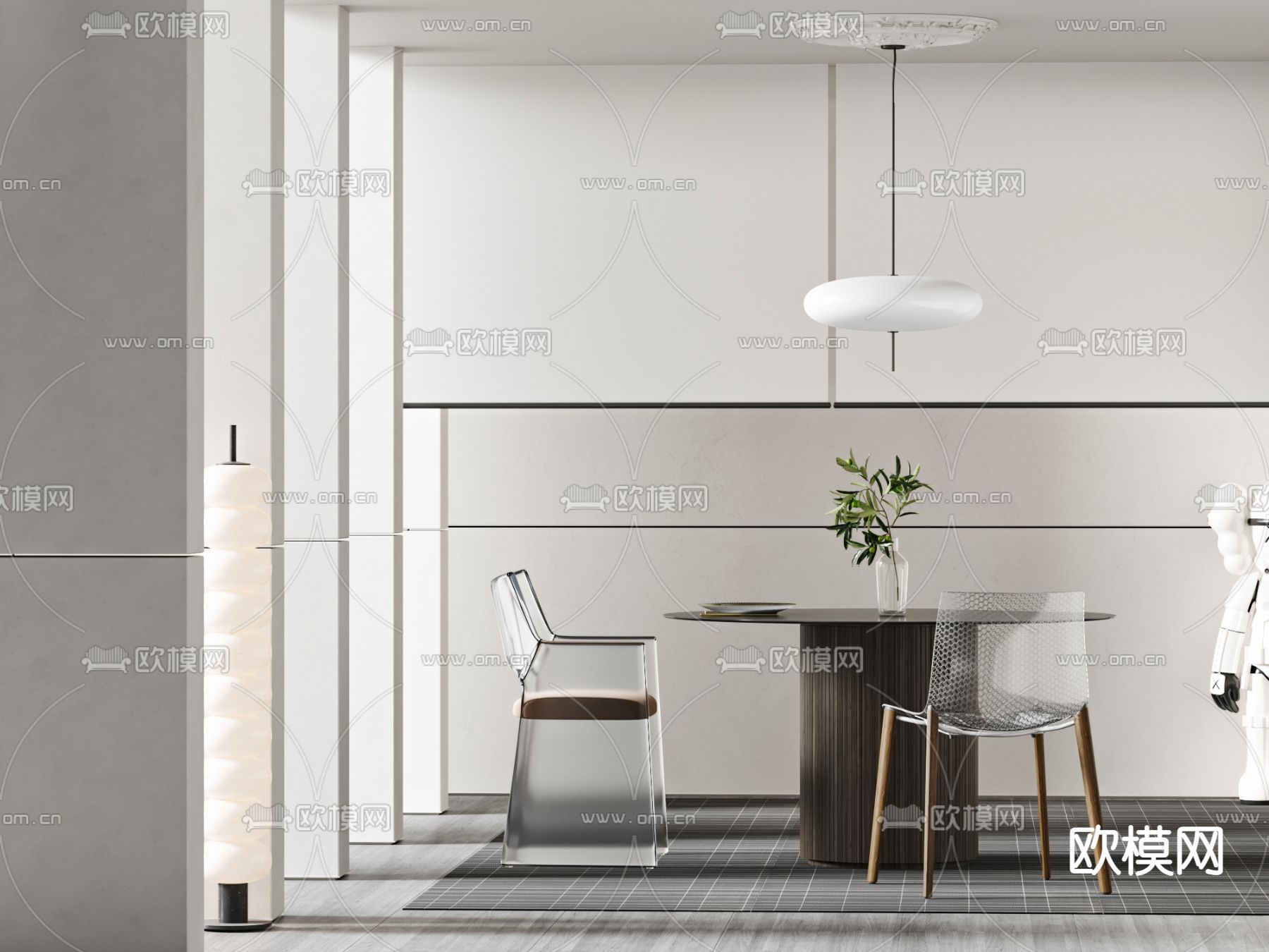 现代实木休闲桌椅3d模型下载（渲染图1）