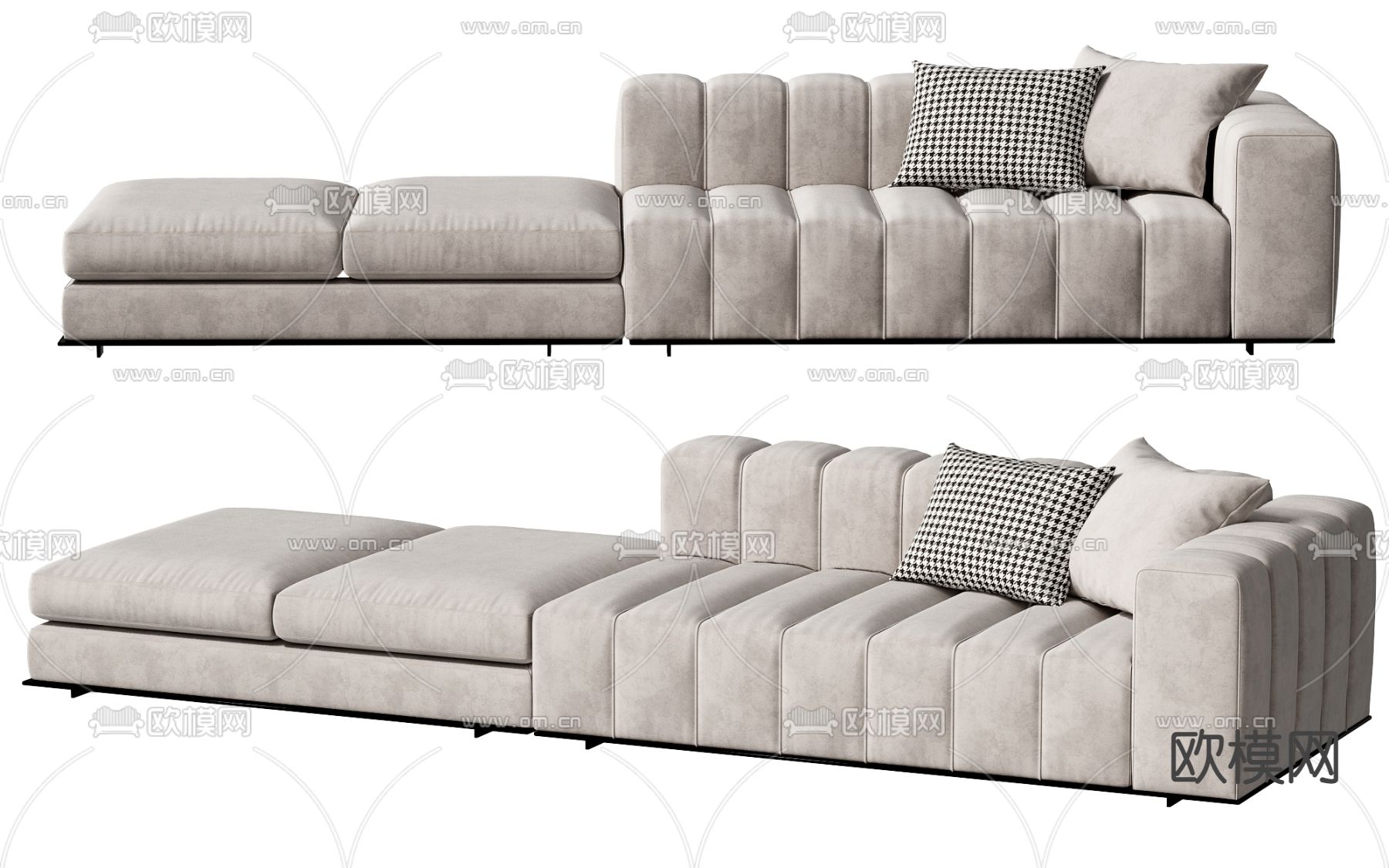 现代布艺多人沙发3d模型下载