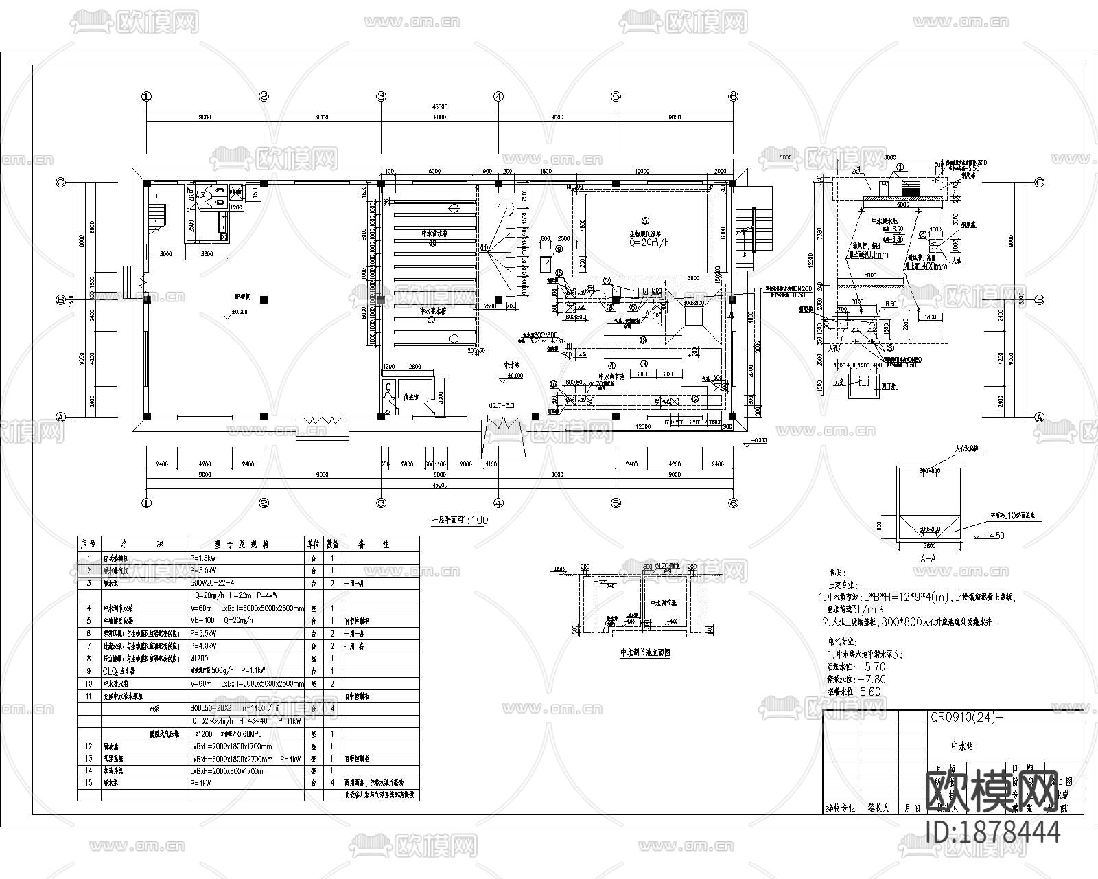 大型工业中水站CAD施工图下载（渲染图1）