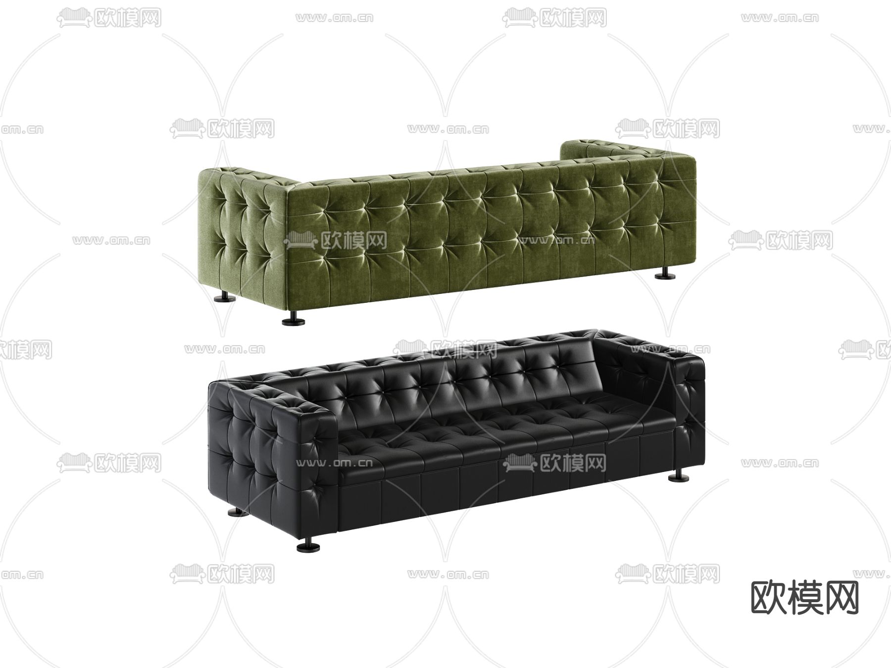 现代皮革多人沙发3d模型下载