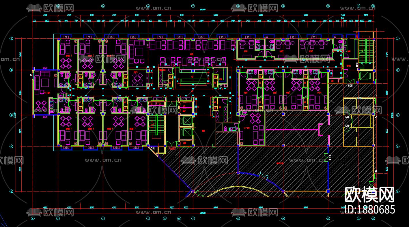 茶楼cad施工图下载（渲染图1）