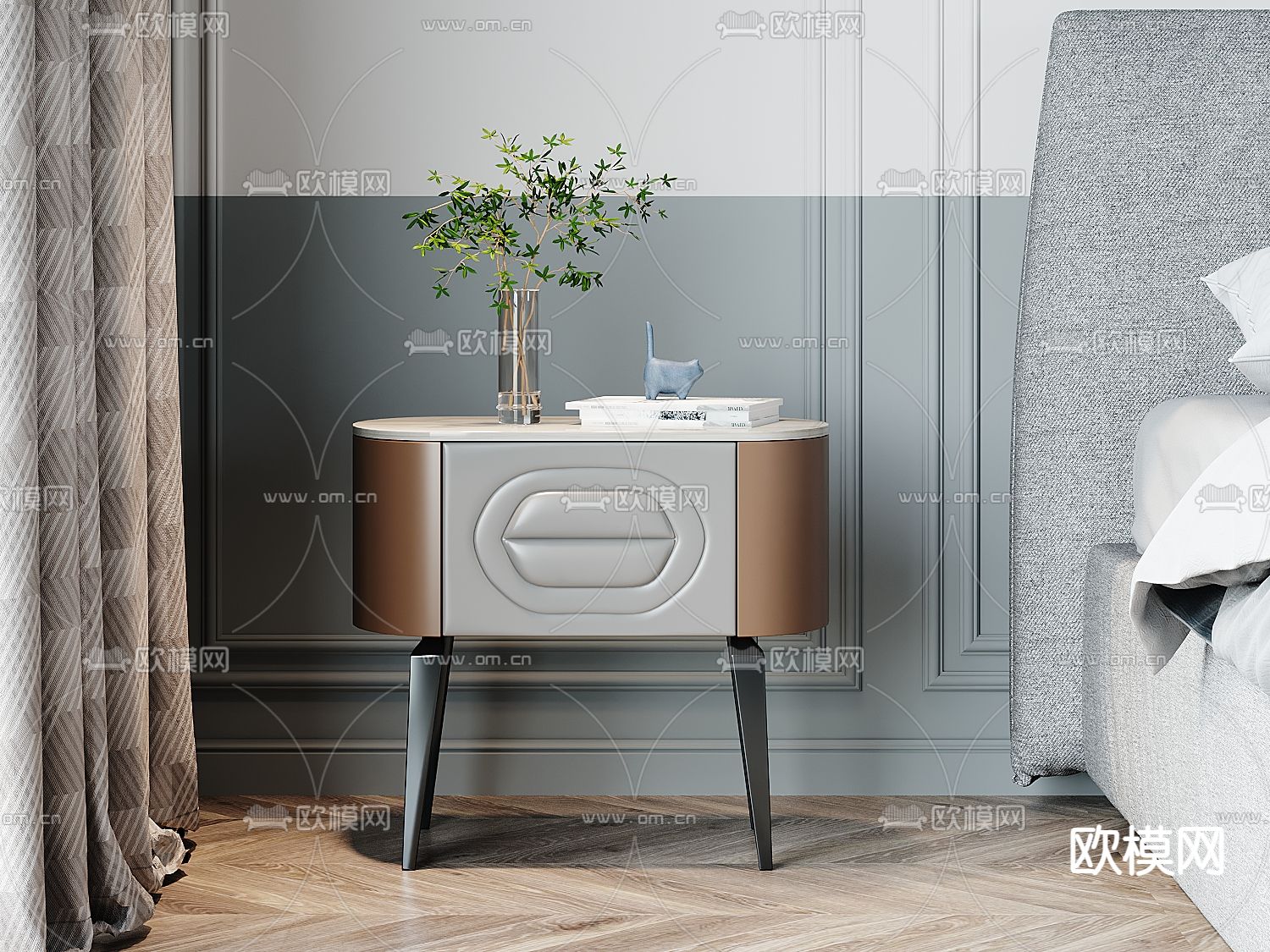 现代轻奢床头柜3d模型下载