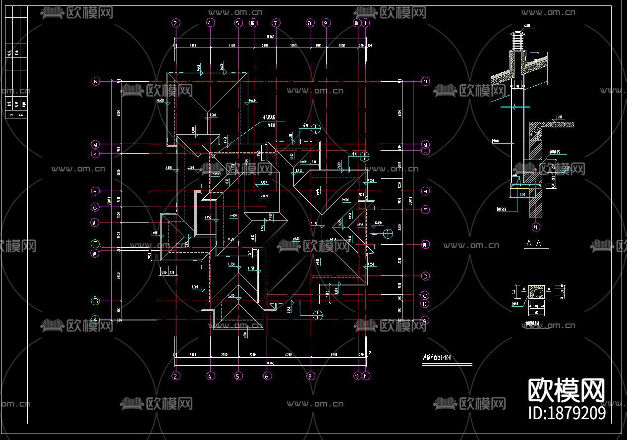 别墅cad施工图下载（渲染图2）