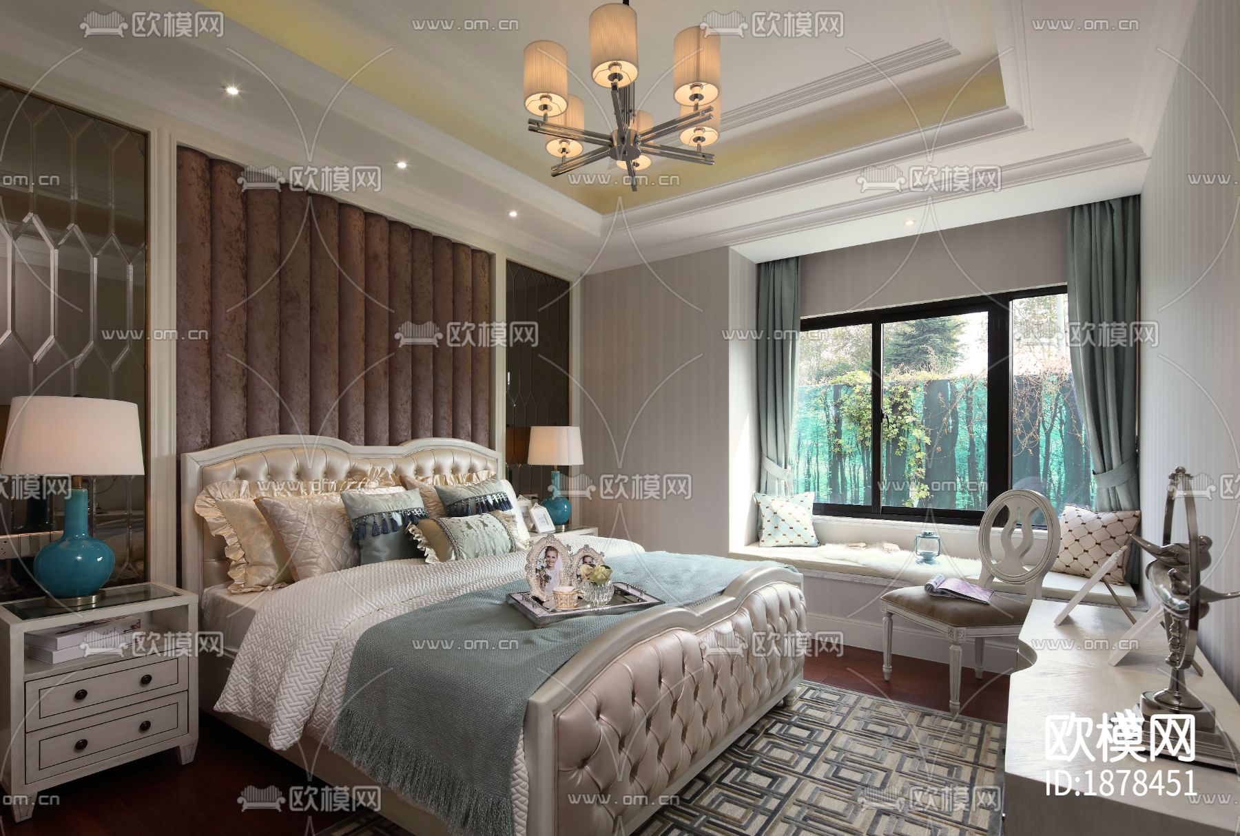 上海世纪花园样板房CAD施工图下载（渲染图3）