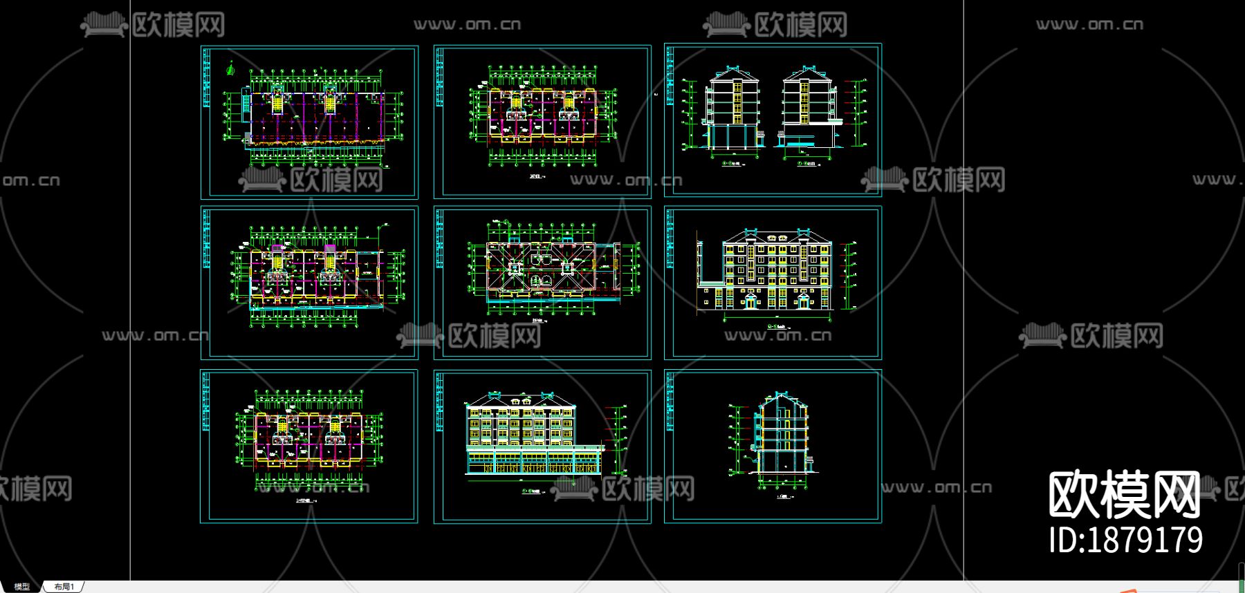 两套别墅建筑cad施工图下载（渲染图4）