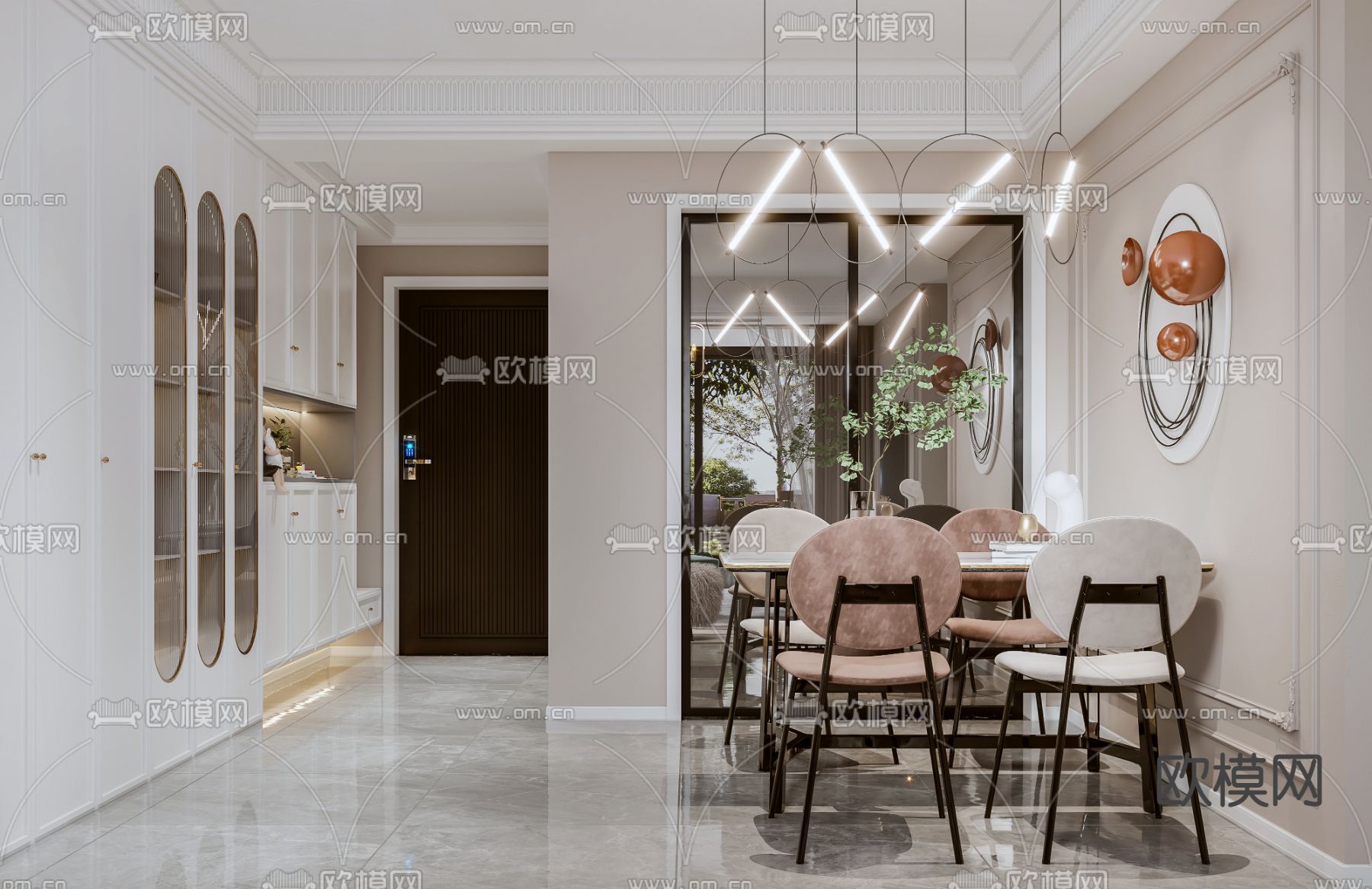 法式客厅餐厅3d模型