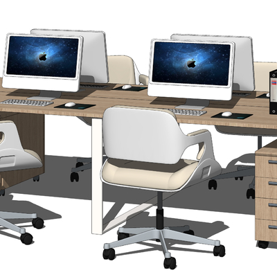  现代办公桌椅su模型 