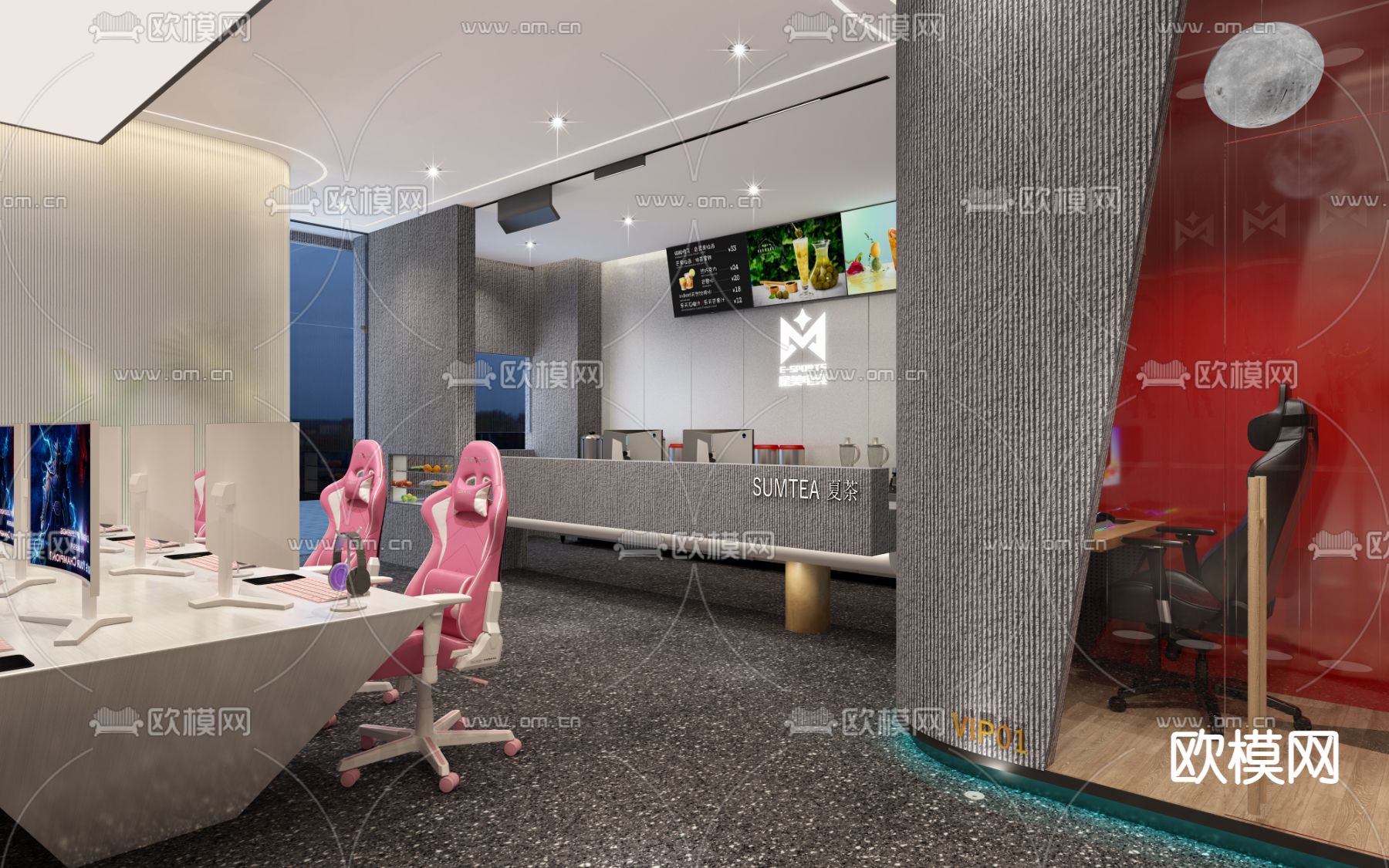 现代网咖3d模型下载（渲染图4）