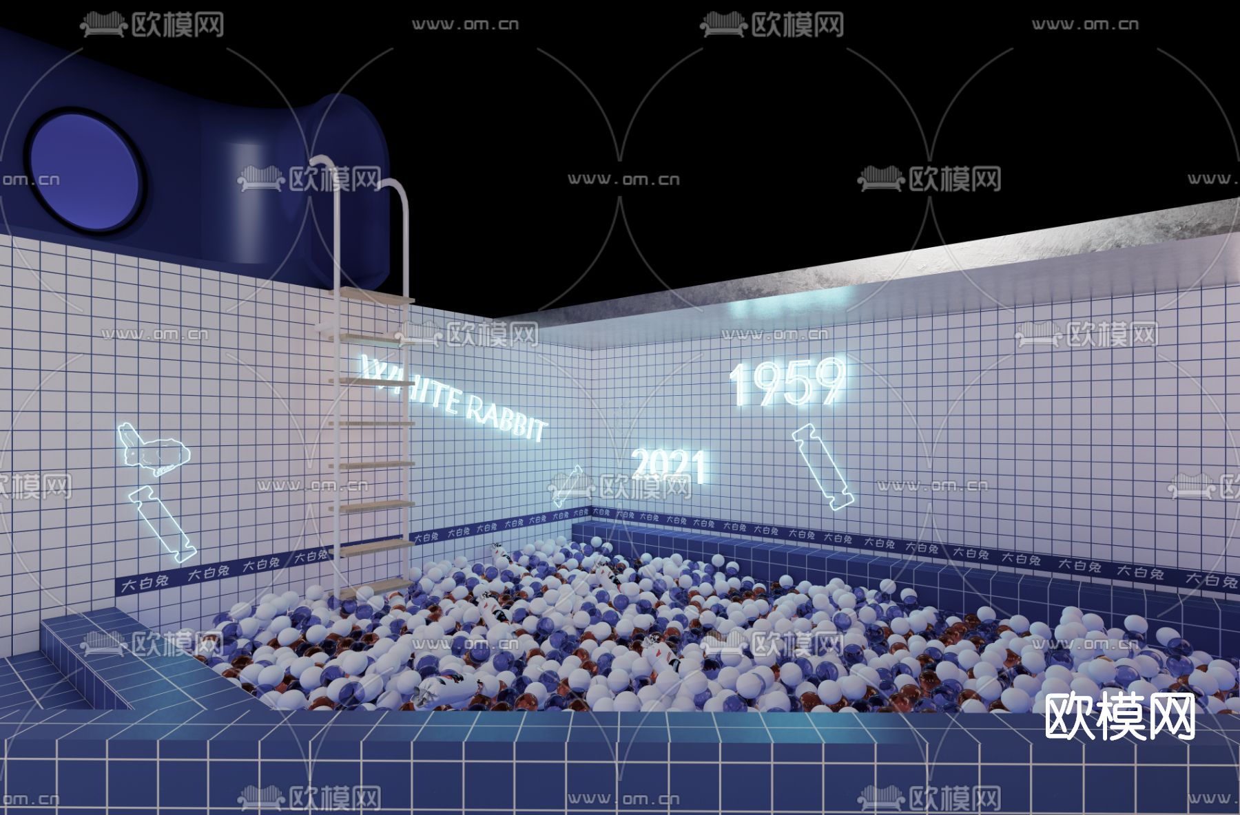 现代大白兔奶糖快闪店su模型下载（渲染图3）