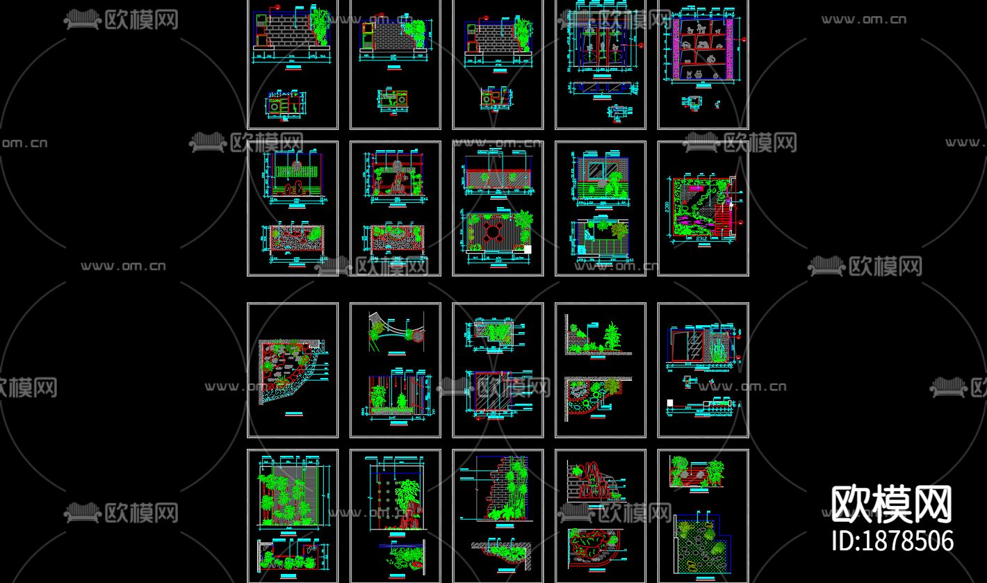 室内景观小品CAD图库下载（渲染图1）