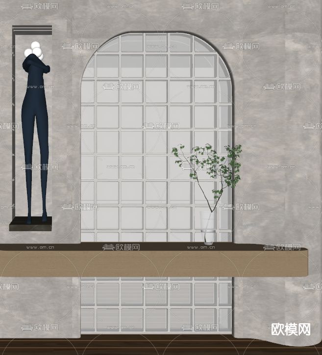 现代玻璃隔断su模型