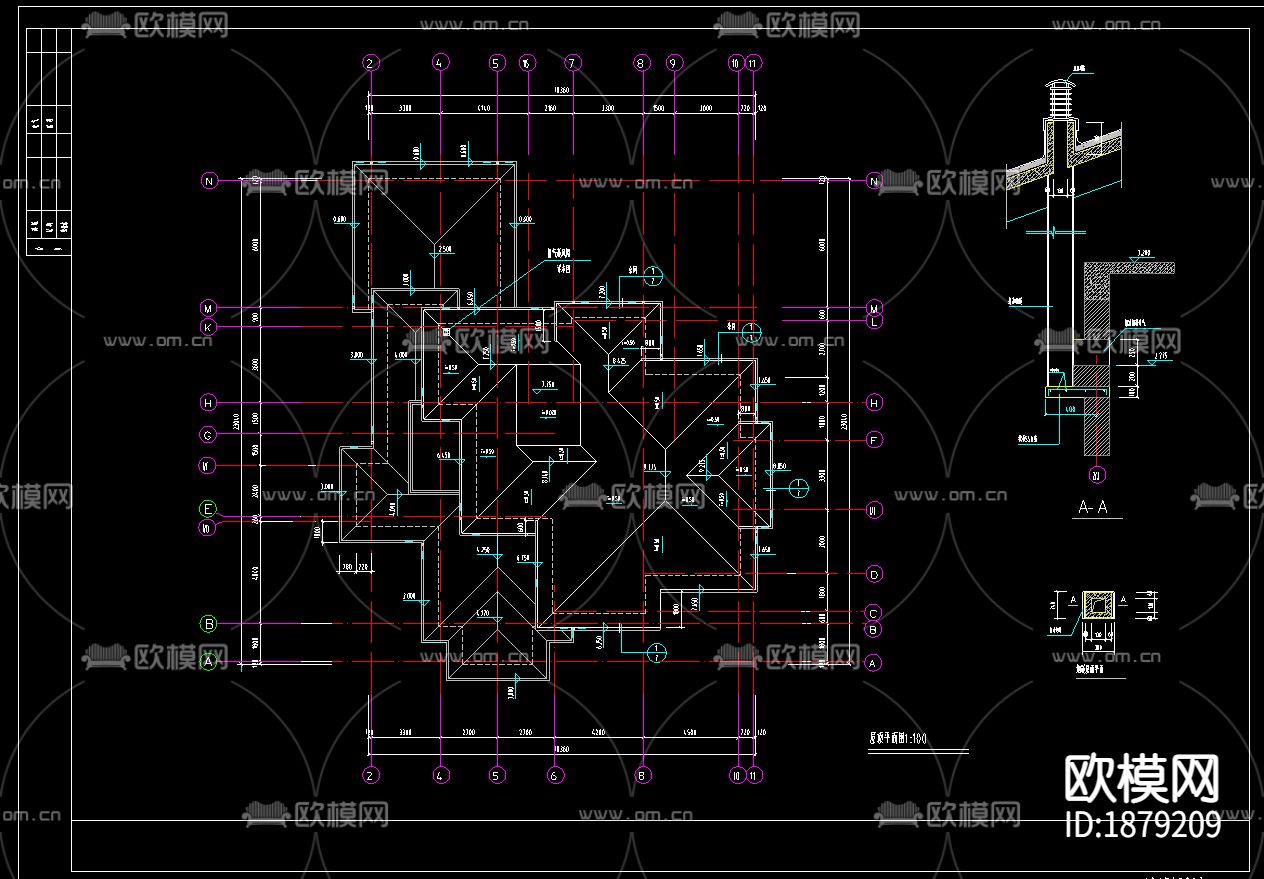 别墅cad施工图下载（渲染图4）