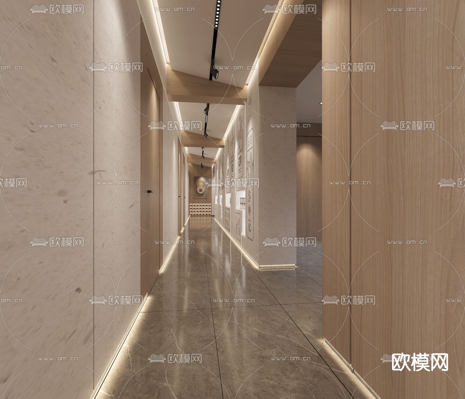 新中式中药堂大厅3d模型