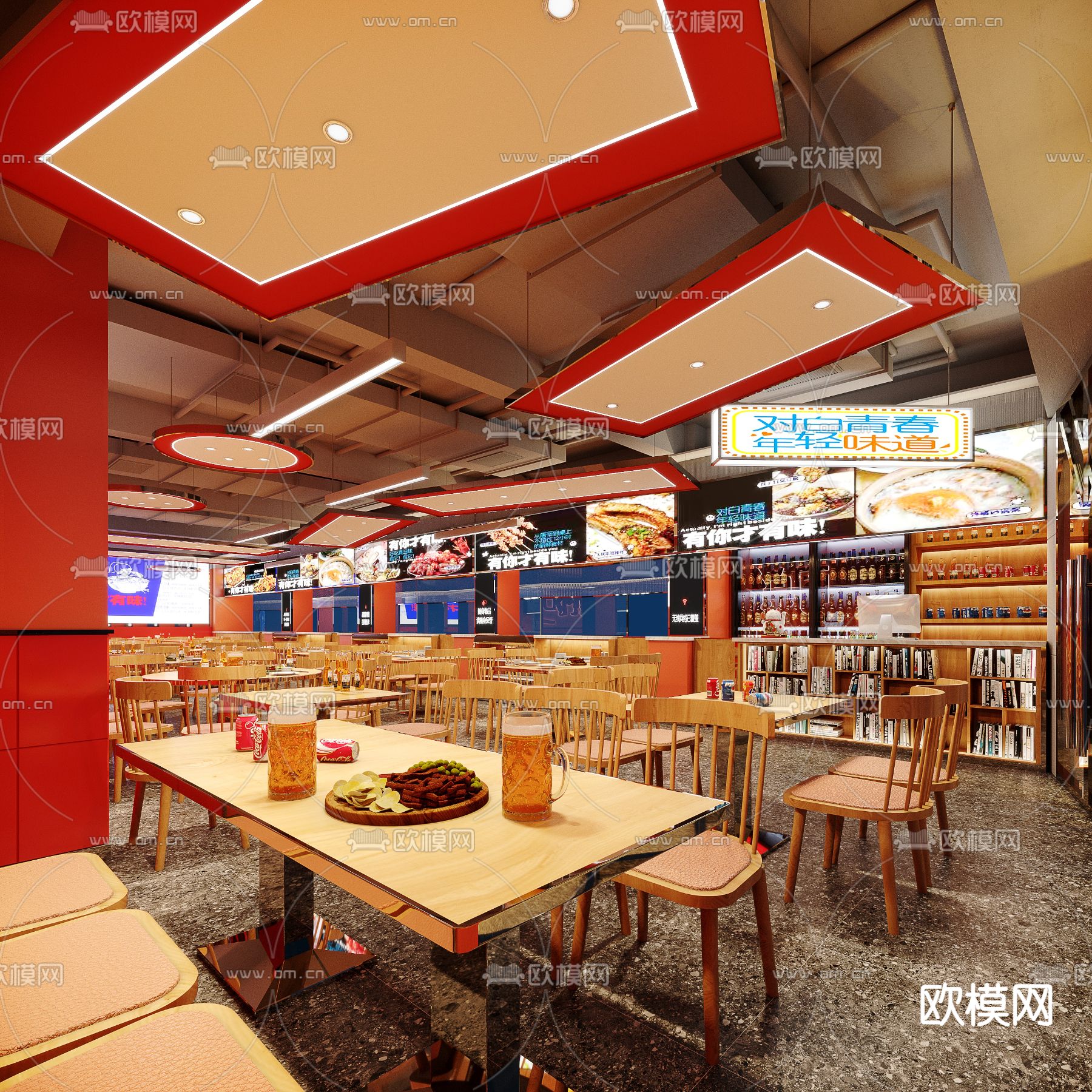 现代烧烤夜宵店3d模型下载（渲染图1）