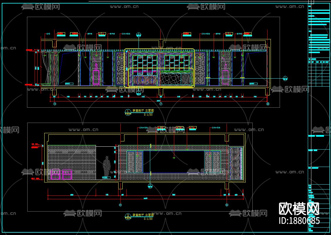 茶楼cad施工图下载（渲染图7）