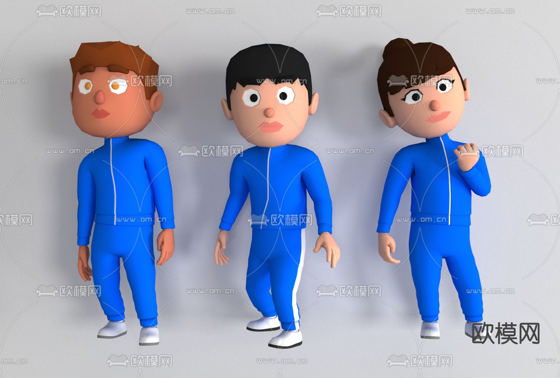 现代鱿鱼游戏卡通人物免费3d模型下载