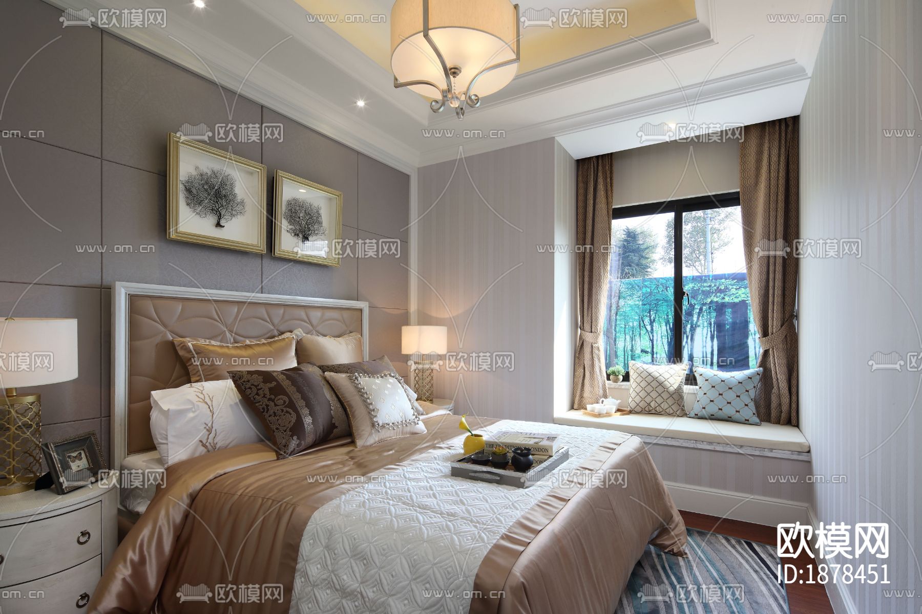 上海世纪花园样板房CAD施工图下载（渲染图1）