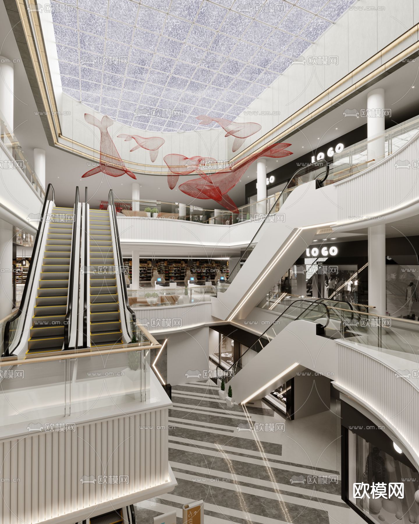 商场扶梯设计效果图欣赏 – 设计本装修效果图