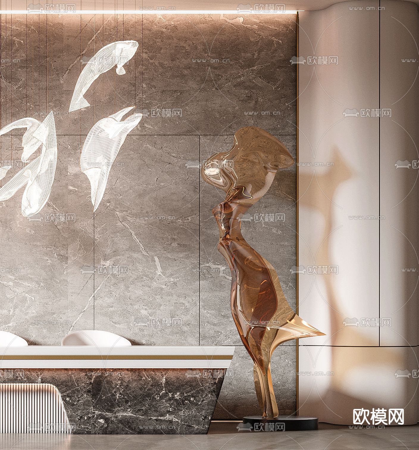 现代前台接待台3d模型