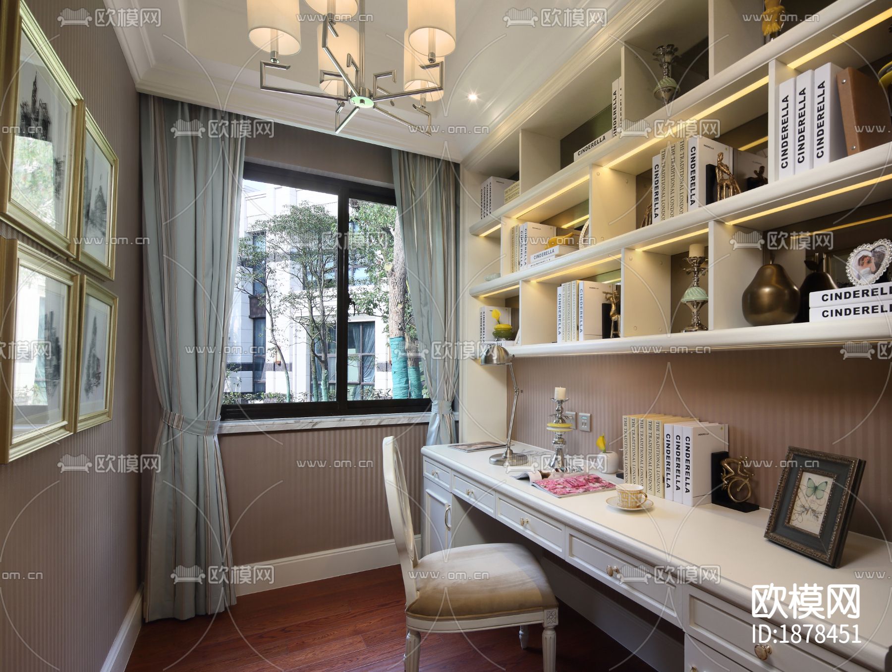 上海世纪花园样板房CAD施工图下载（渲染图2）